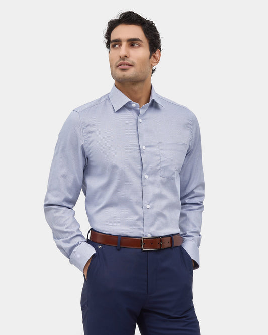 Blue Textured Shirt - Cap