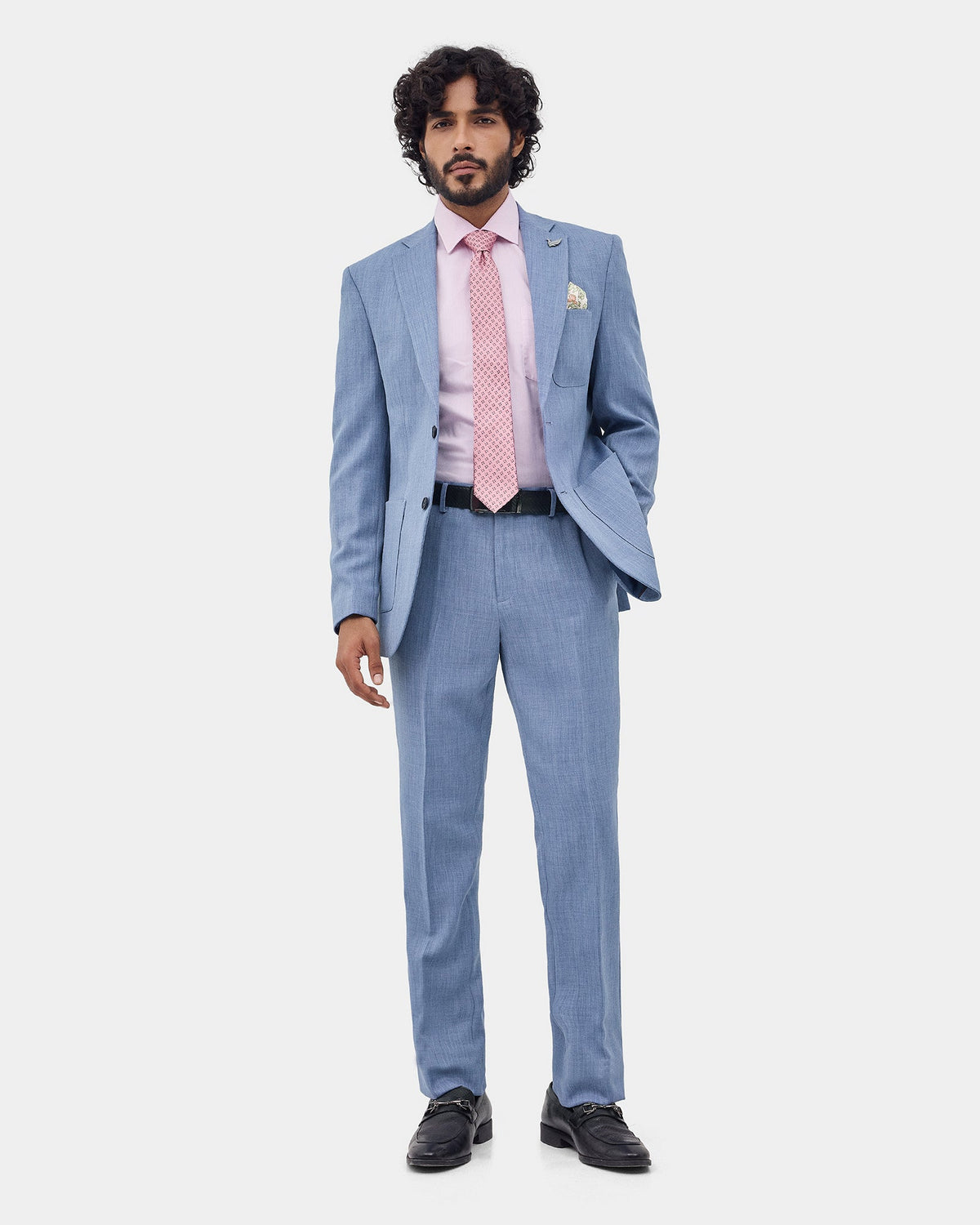 Blue Two Piece Textured Suit - Baxley