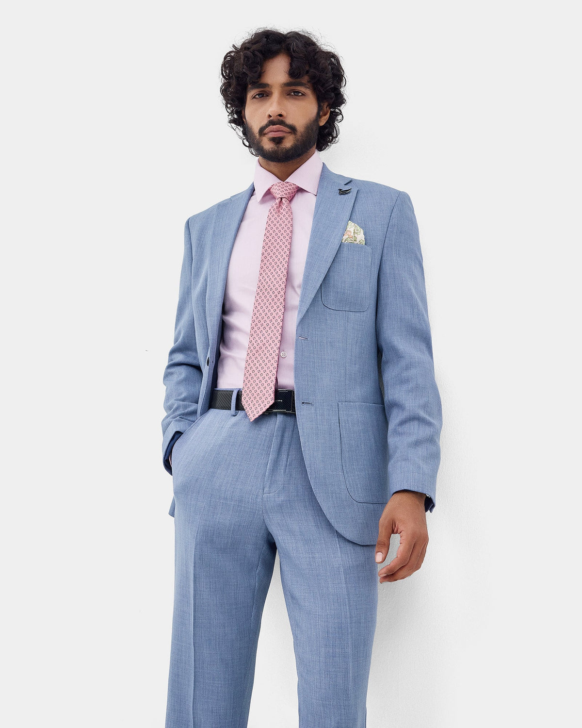 Blue Two Piece Textured Suit - Baxley