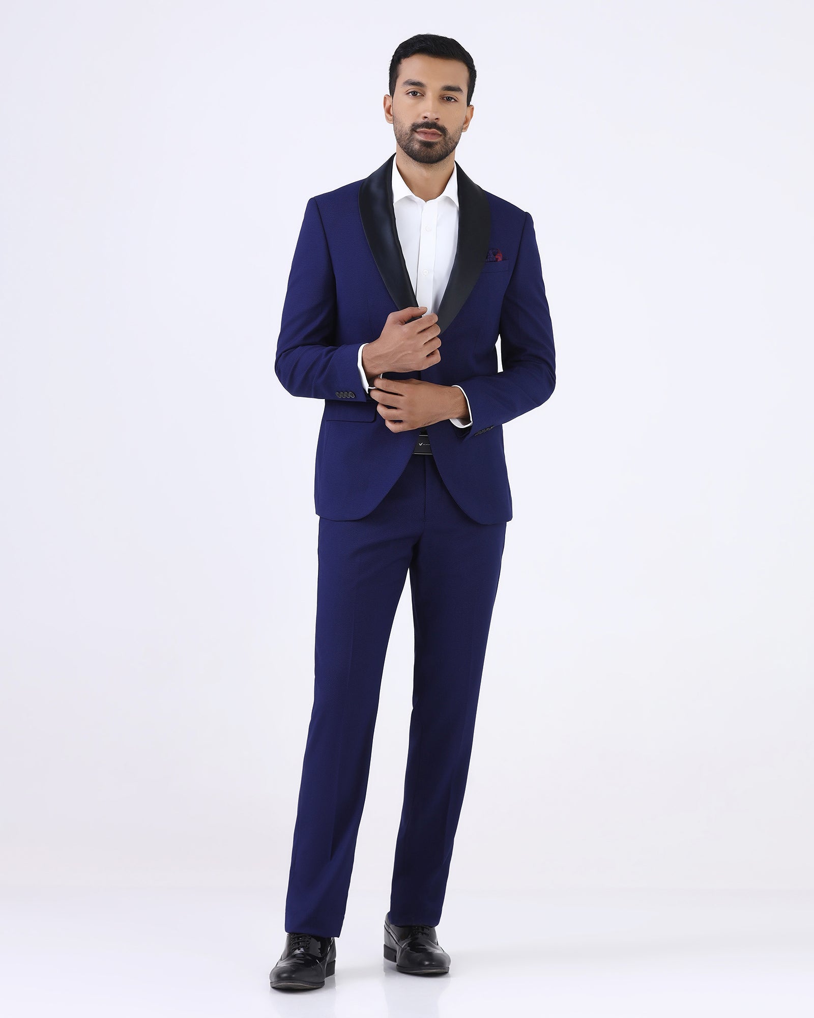 Blue Two Piece Textured Suit - Zame