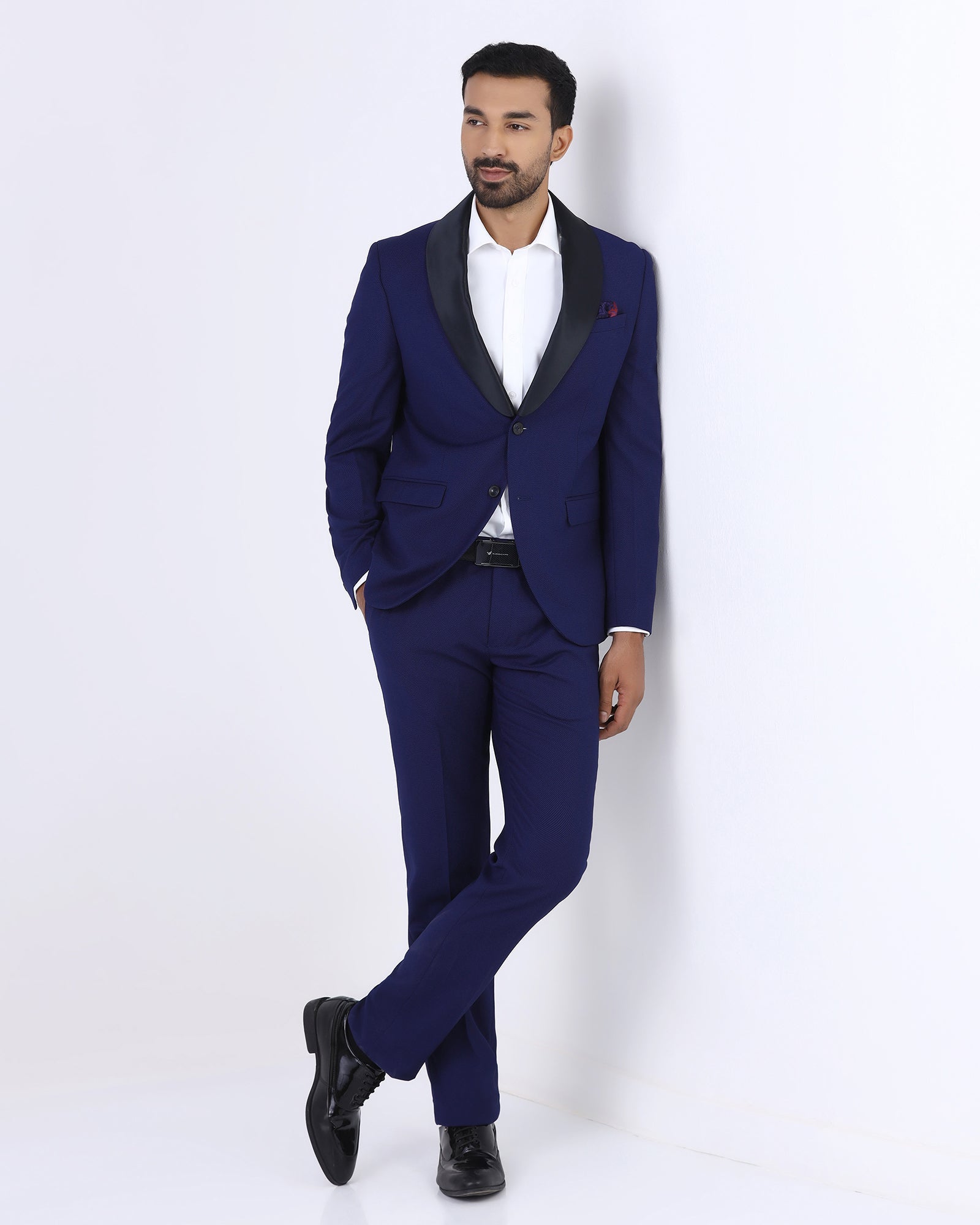 Blue Two Piece Textured Suit - Zame