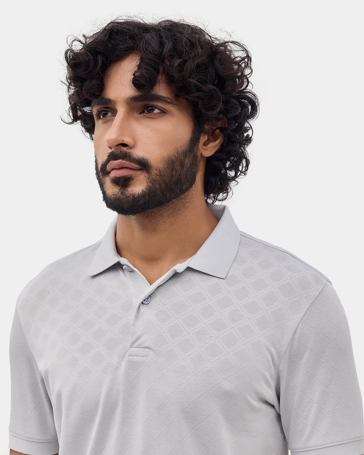 Bluish Grey Textured Polo - Cho