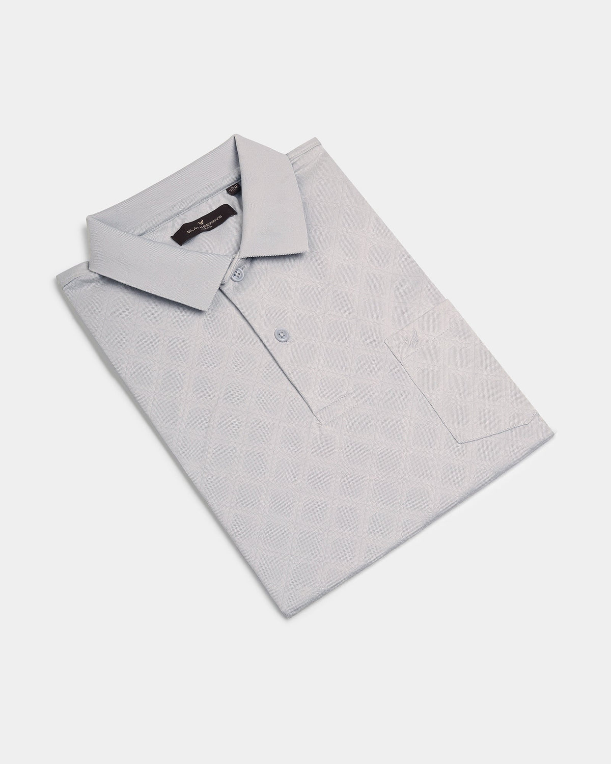Bluish Grey Textured Polo - Cho