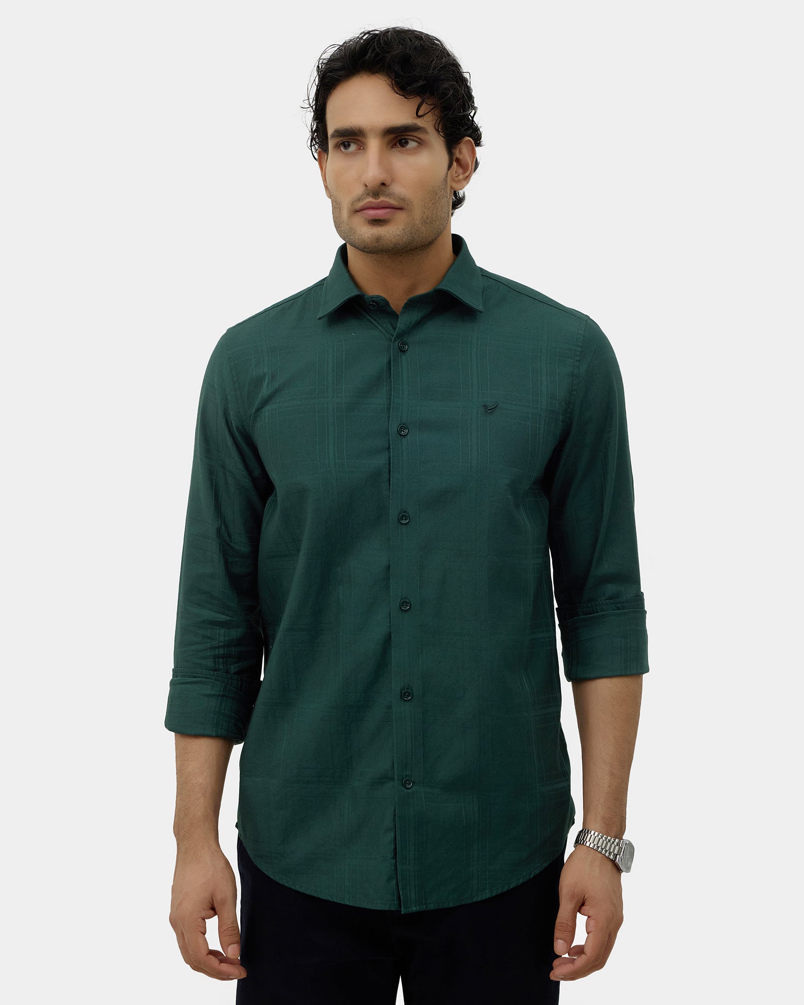 Bottle Green Check Shirt - Gaiaa