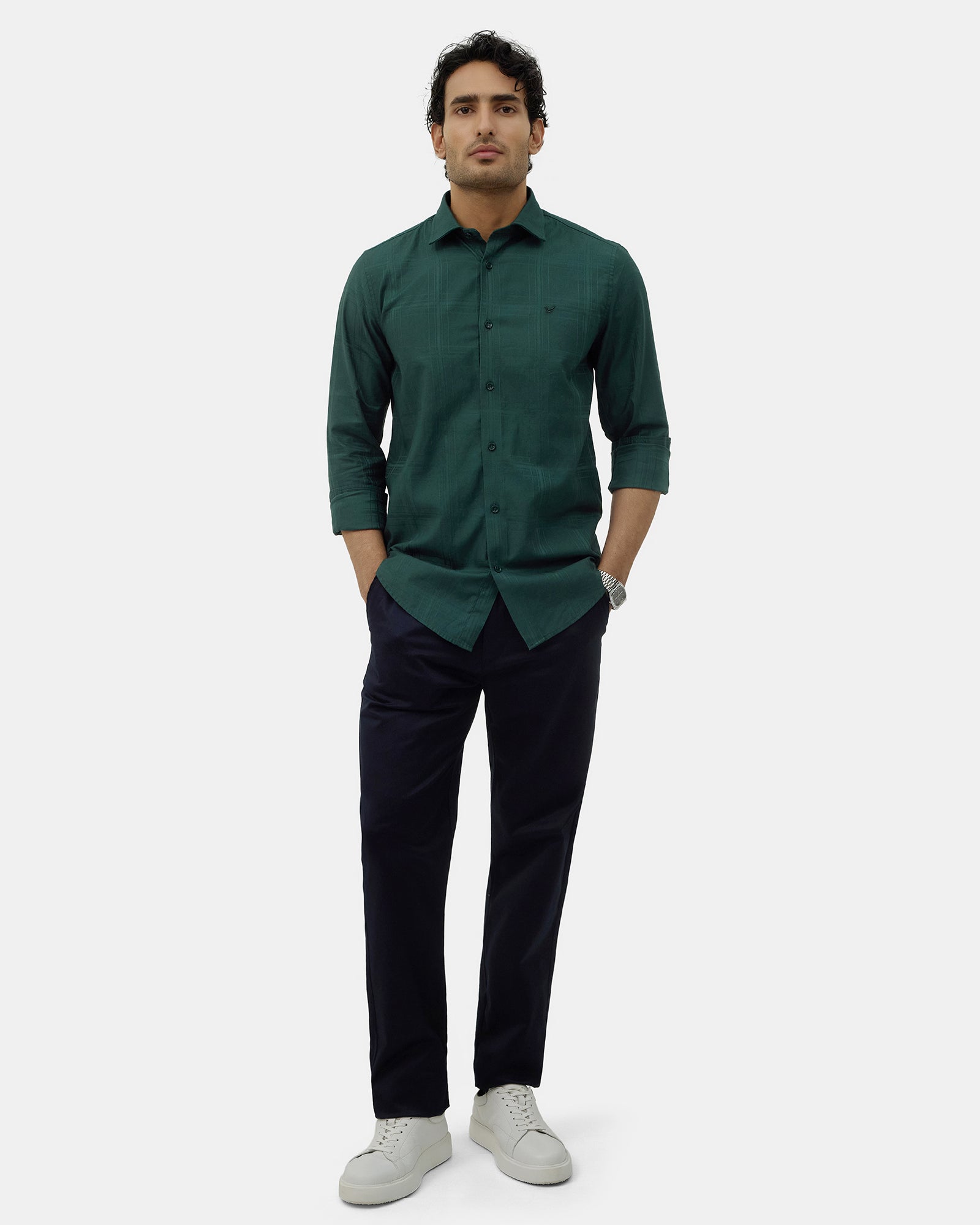 Bottle Green Check Shirt - Gaiaa