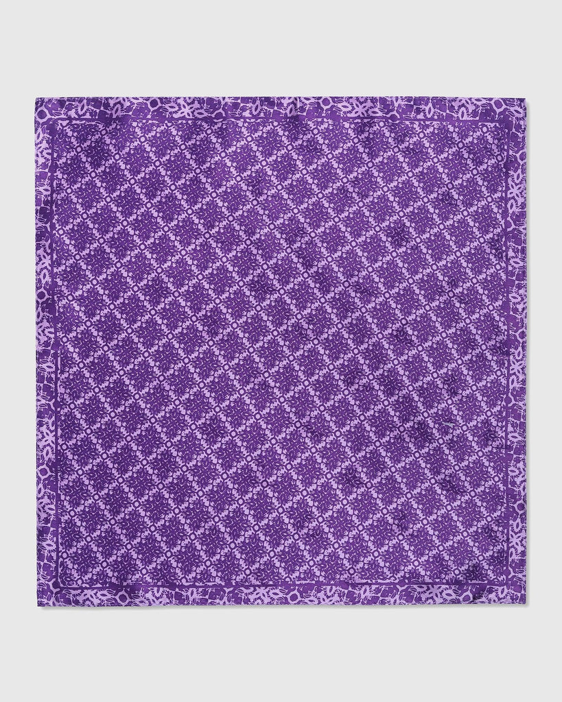 Boxed Combo Printed Tie With Pocket Sqaure In Dark Purple - Sampas