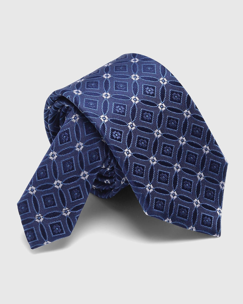 Boxed Combo Printed Tie With Pocket Sqaure In Navy - Stones