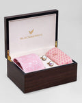 Boxed Combo Printed Tie With Pocket Square And Cufflink (Riki) - Blackberrys