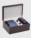 Boxed Combo Printed Tie With Pocket Square And Cufflink (Soila) - Blackberrys