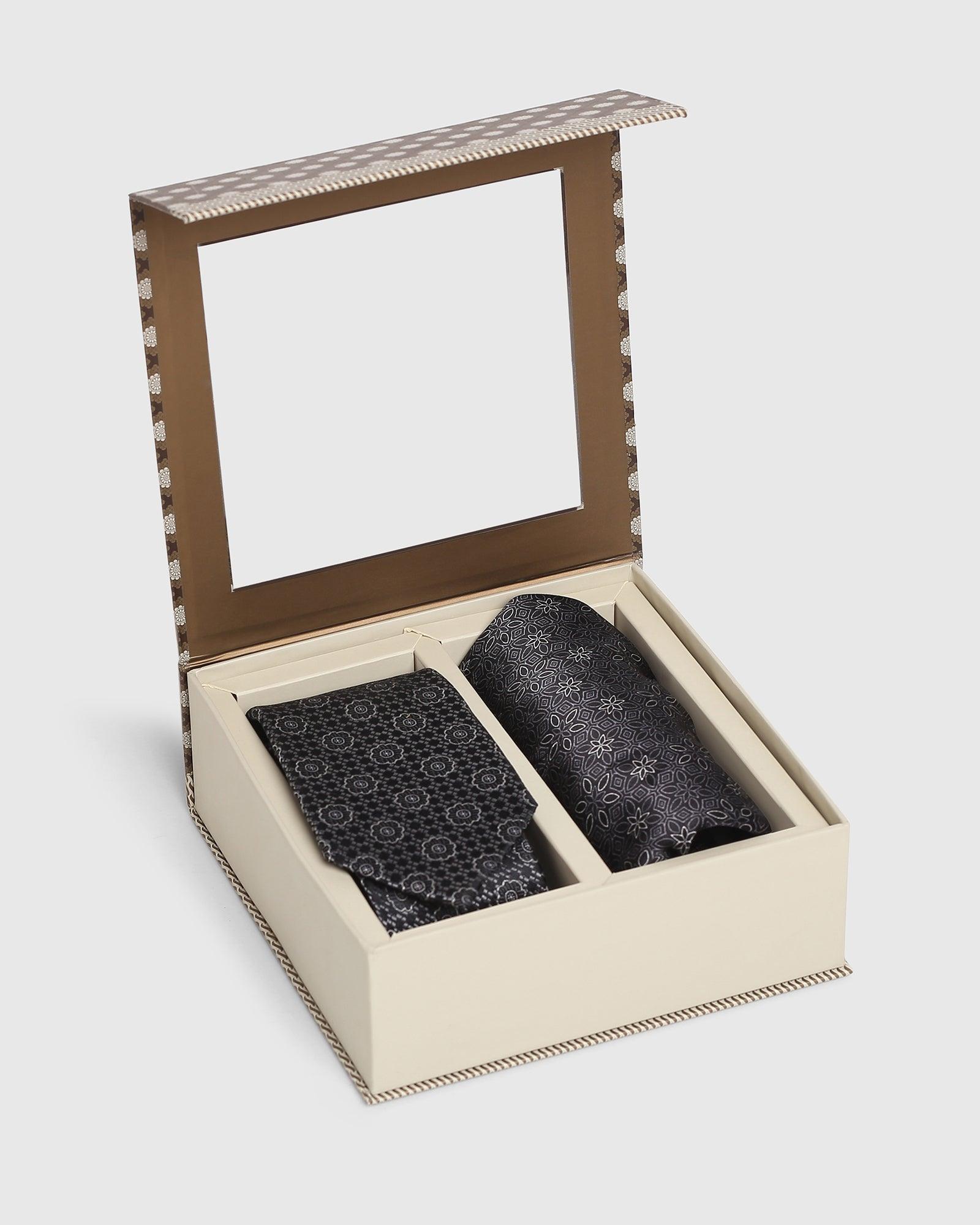 Boxed Combo Printed Tie With Pocket Square - Rachel