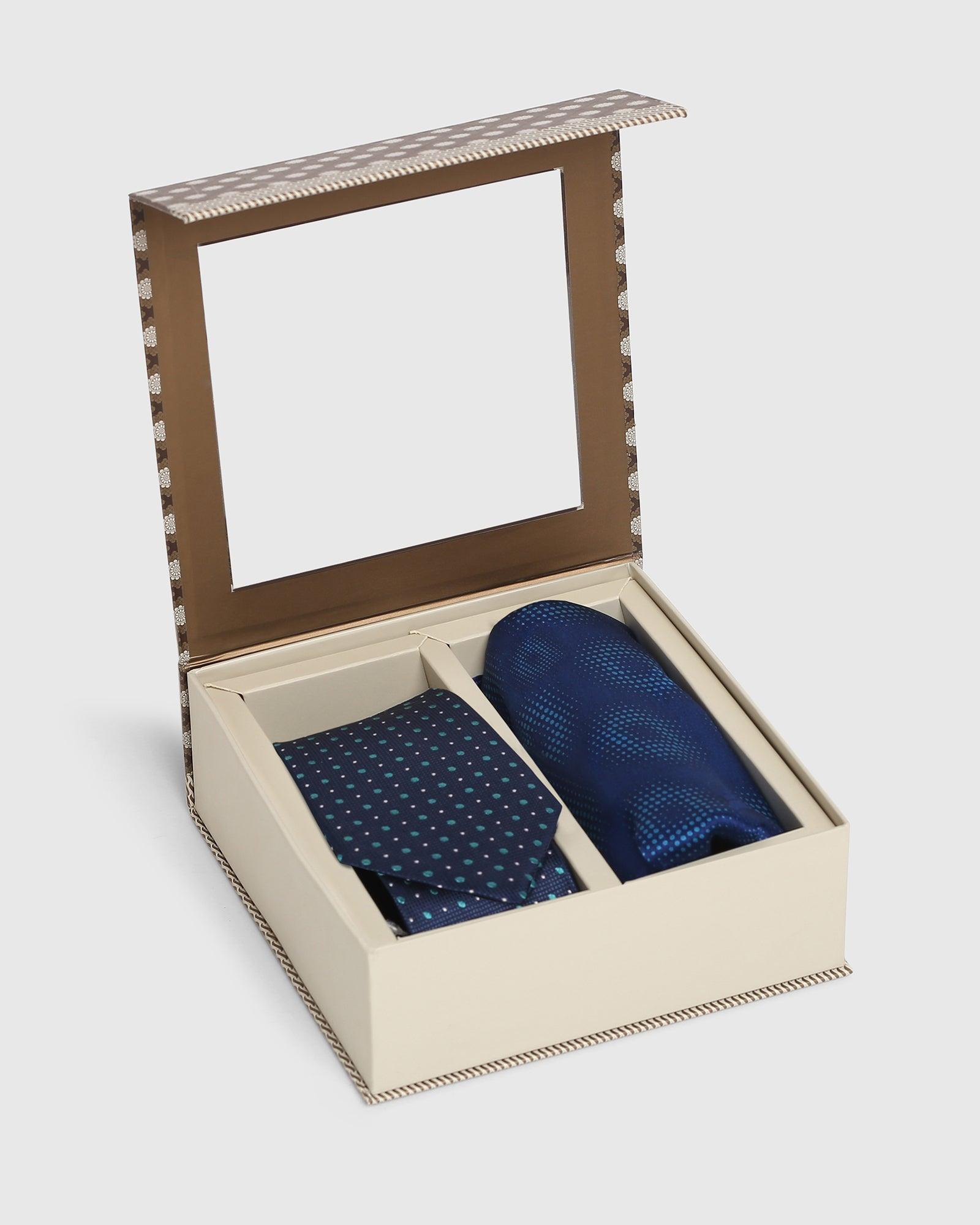 Boxed Combo Jacquard Tie With Pocket Square - Reed