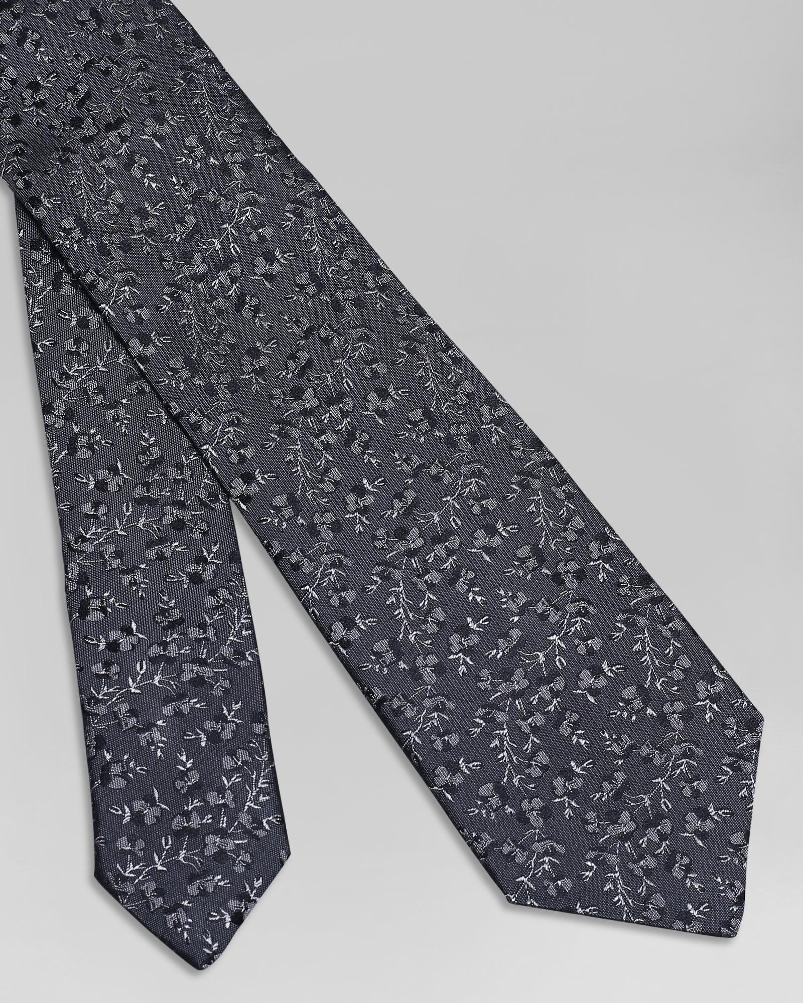 Boxed Combo Textured Tie And Pocket Square In Grey - Quely