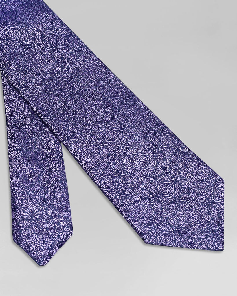 Boxed Combo Textured Tie And Pocket Square In Purple - Qukka