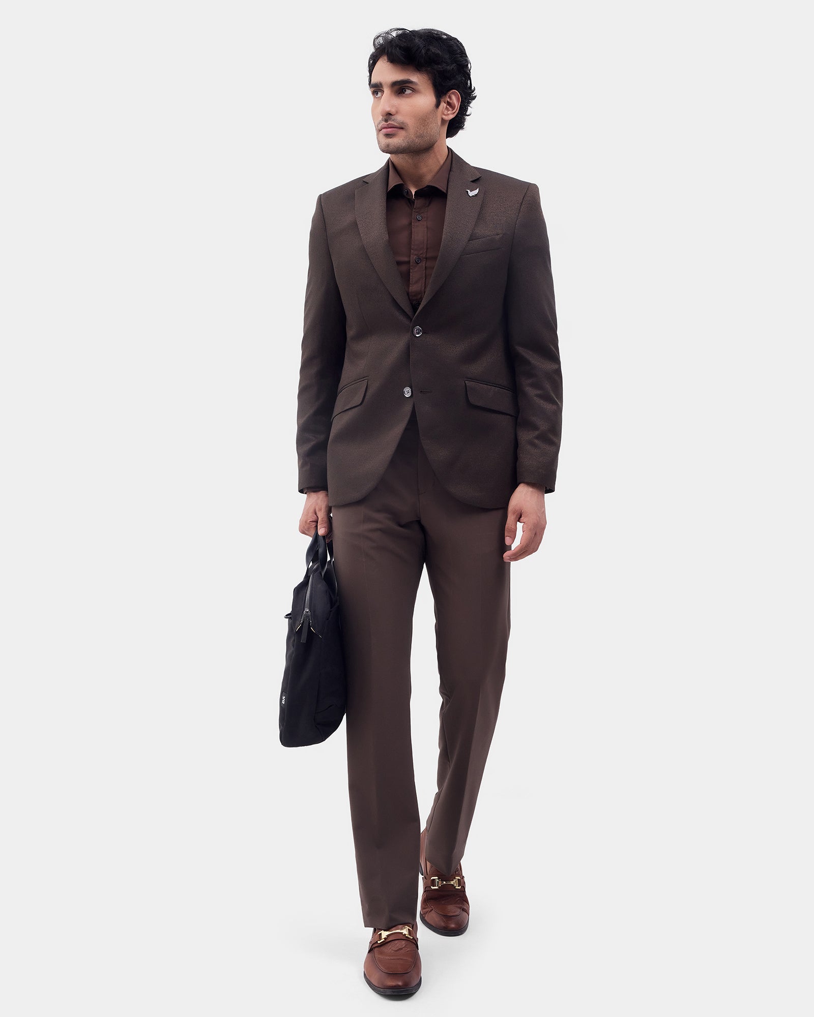 Brown Jacquard Blazer - Dereko