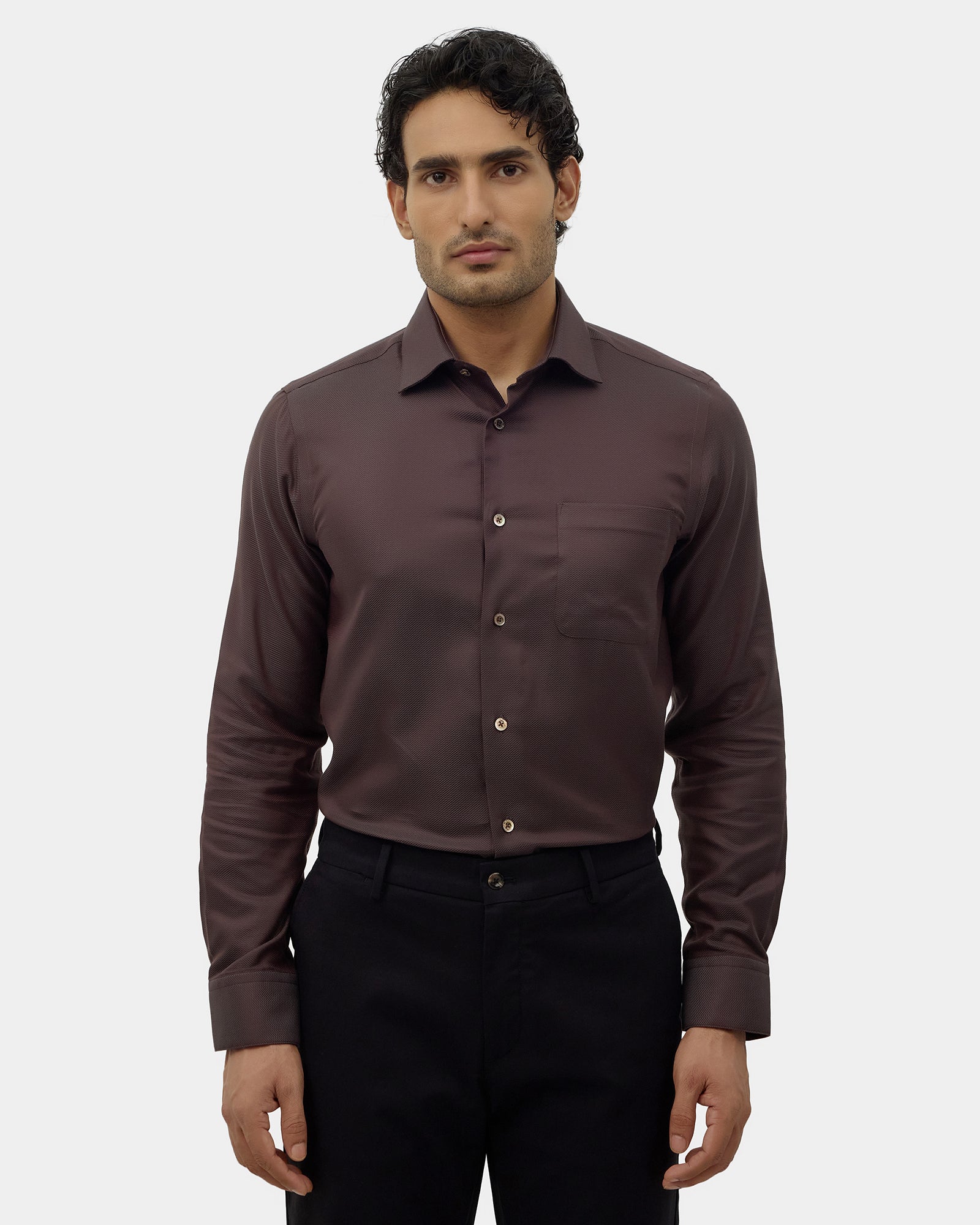 Brown Textured Shirt - Chiba