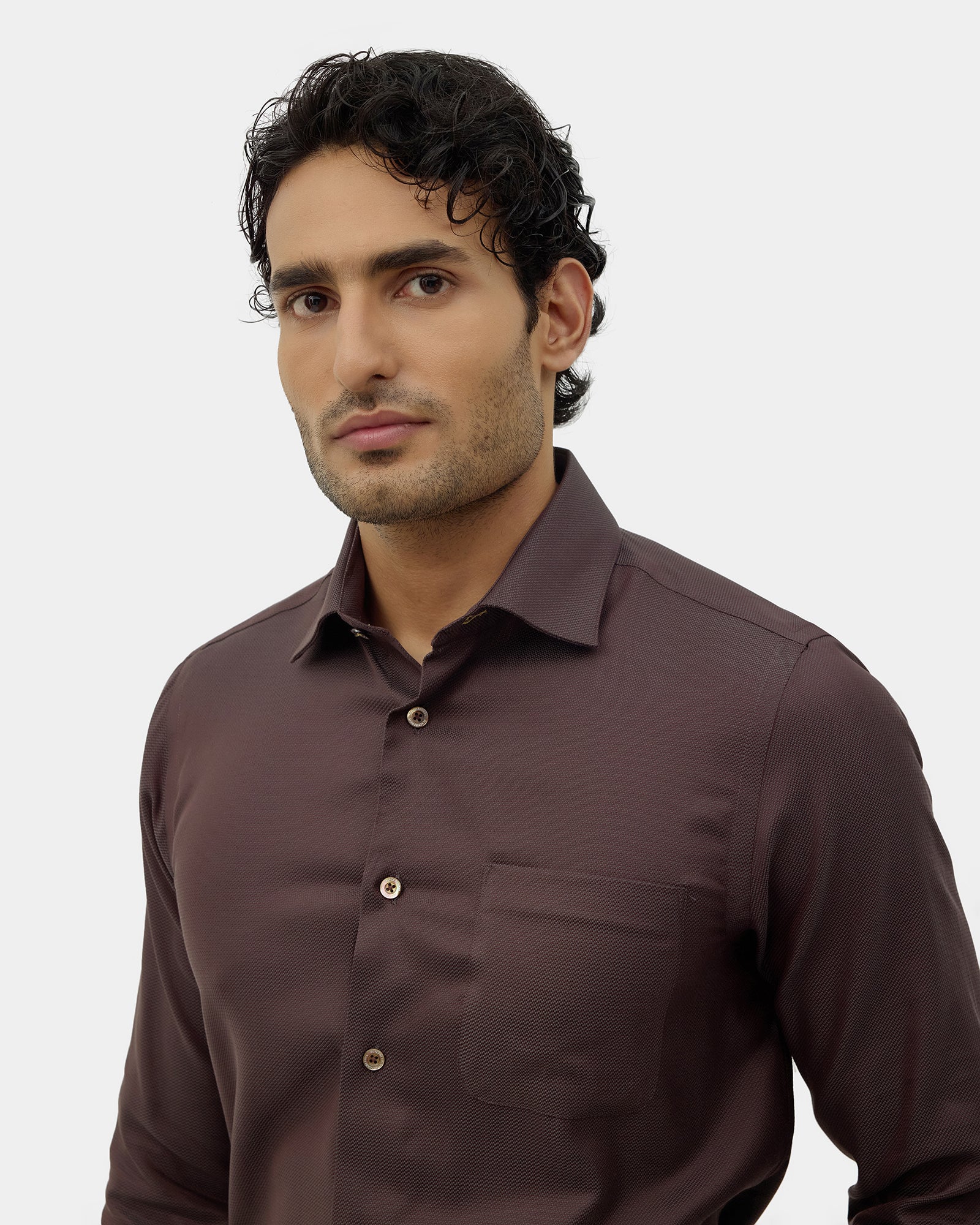 Brown Textured Shirt - Chiba