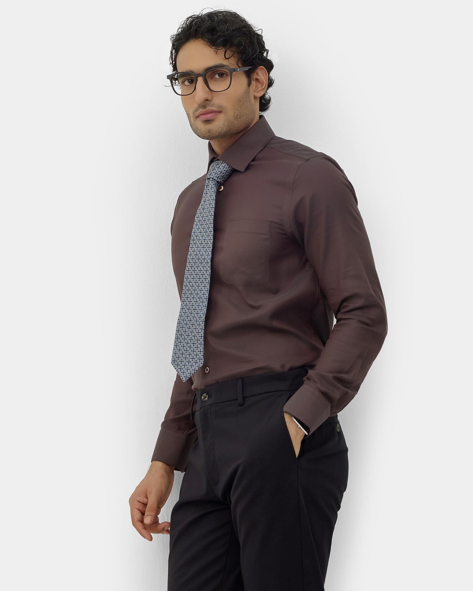 Brown Textured Shirt - Chiba