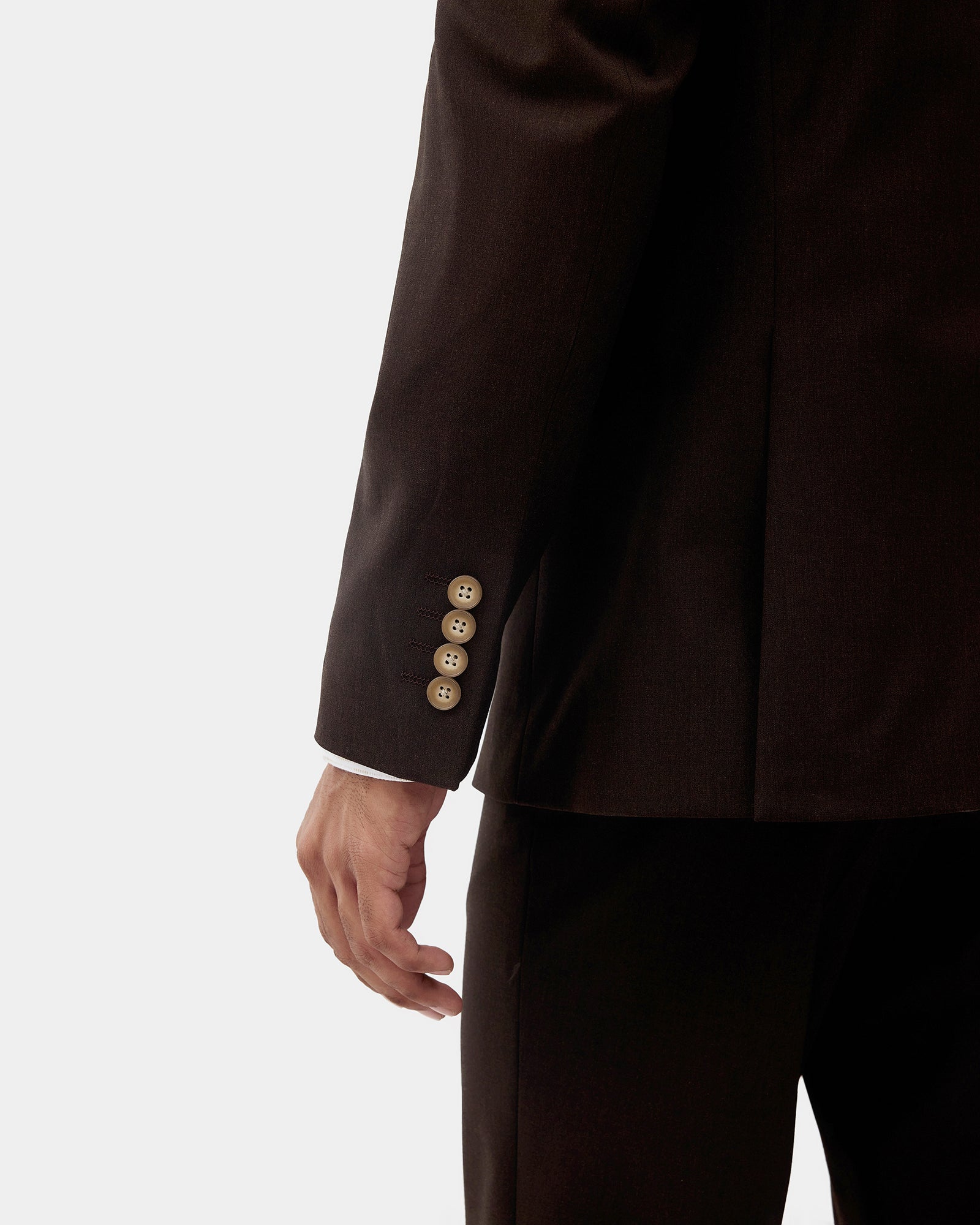 Brown Two Piece Solid Suit - Overon