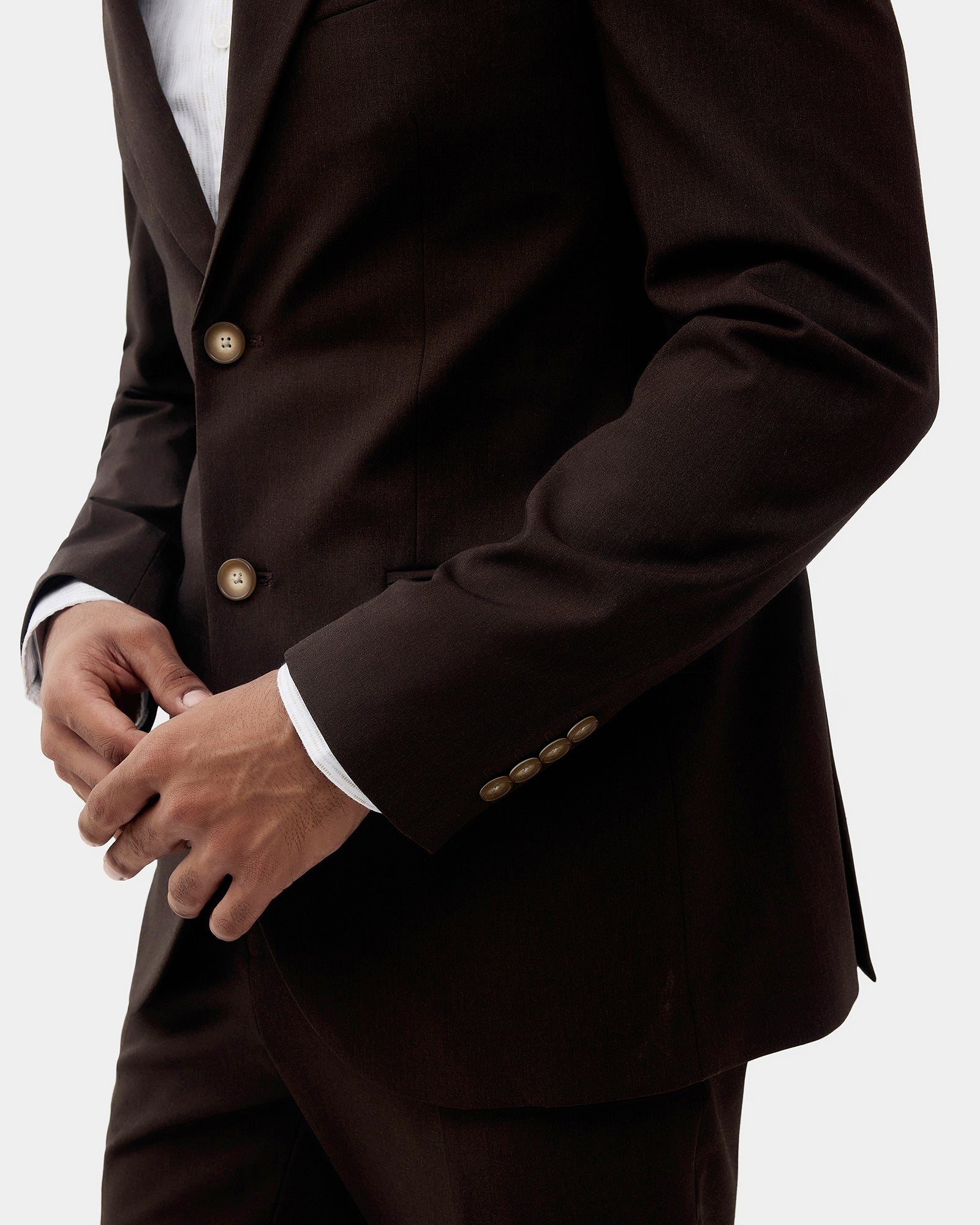 Brown Two Piece Solid Suit - Overon