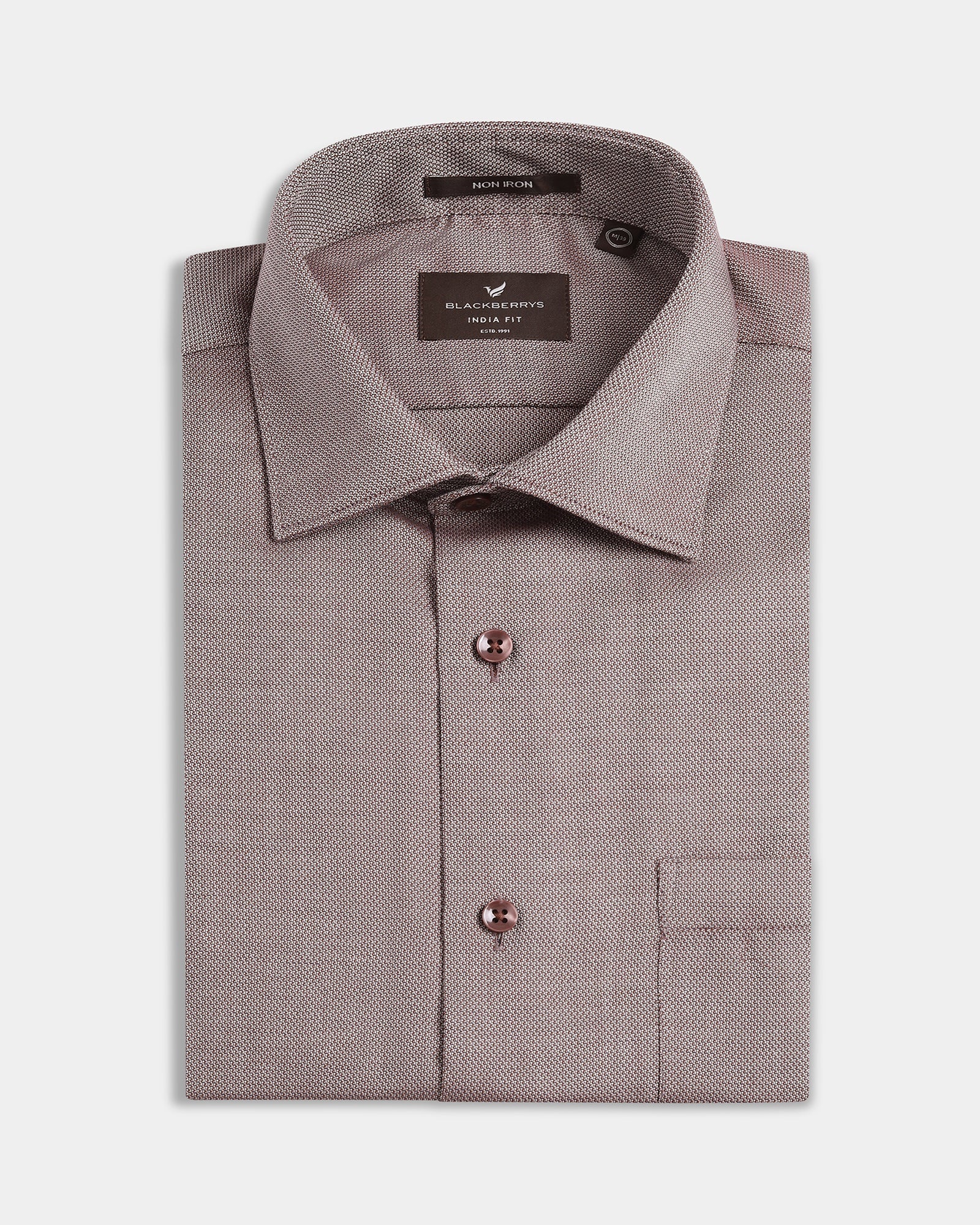 Brown Non Iron Textured Shirt - Ember