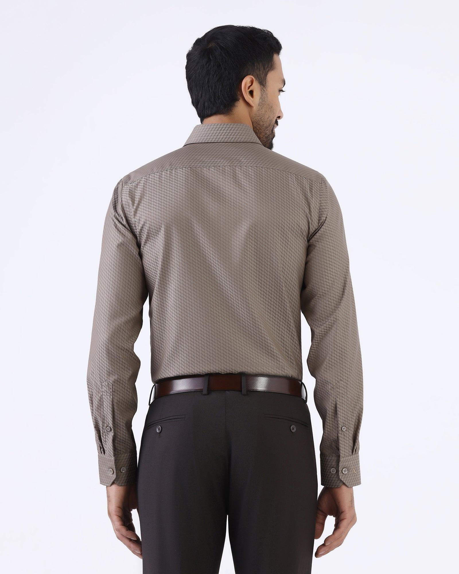 Brown Non Iron Textured Shirt - Esme