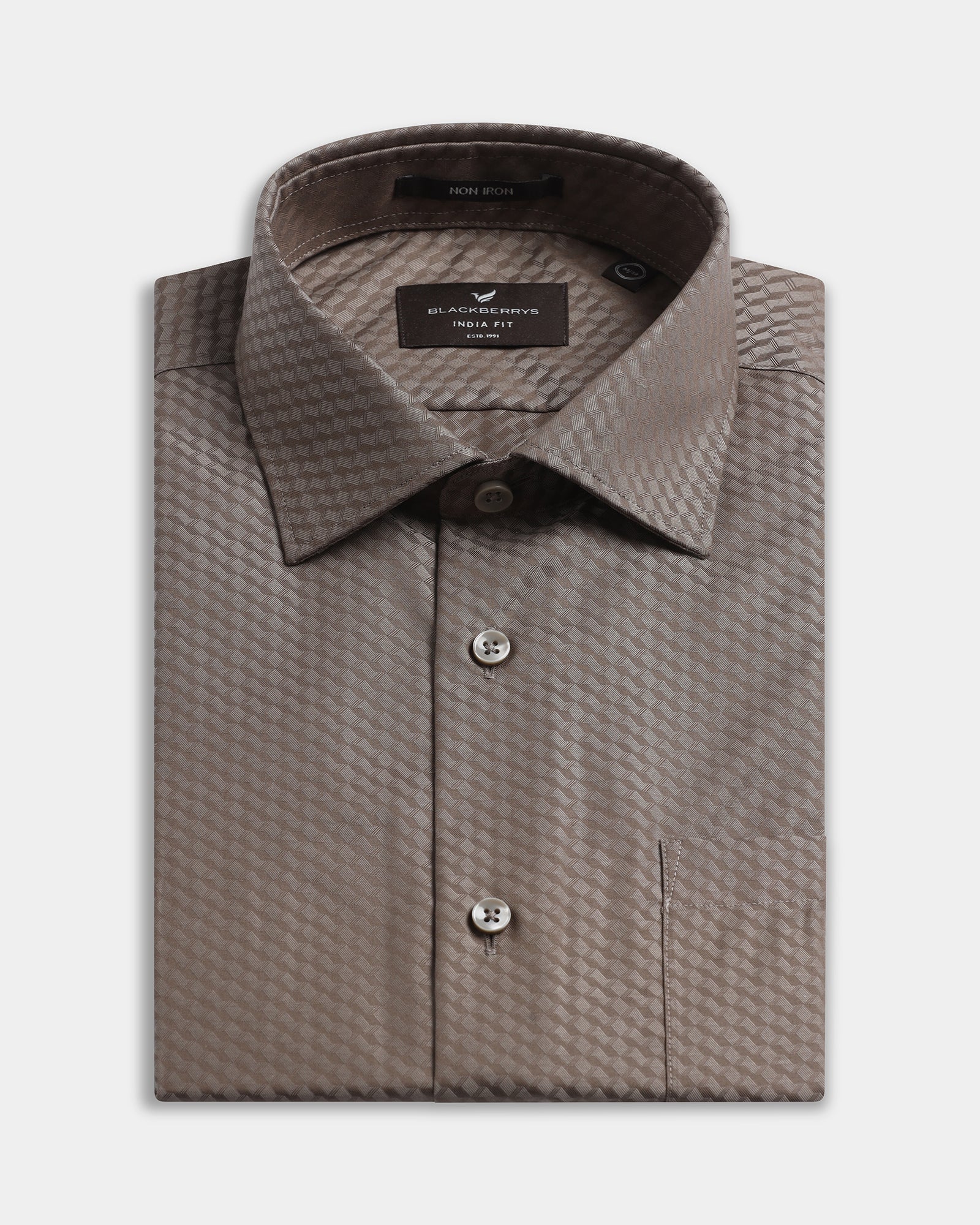 Brown Non Iron Textured Shirt - Esme