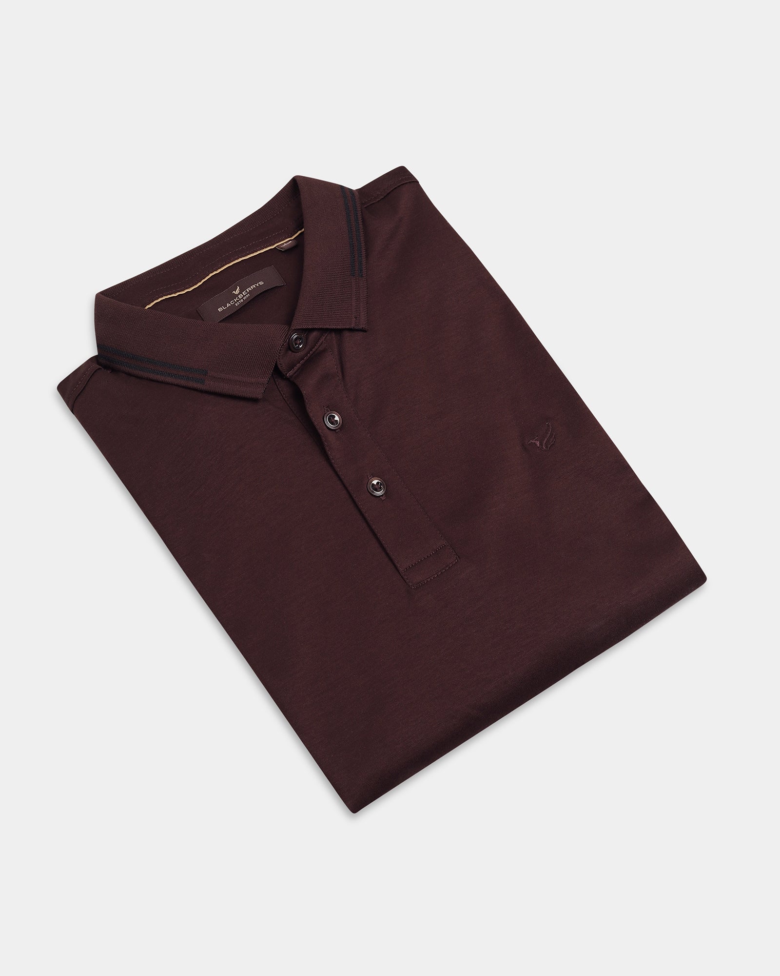 Brown Polo Neck Solid Sweatshirt - Charlie