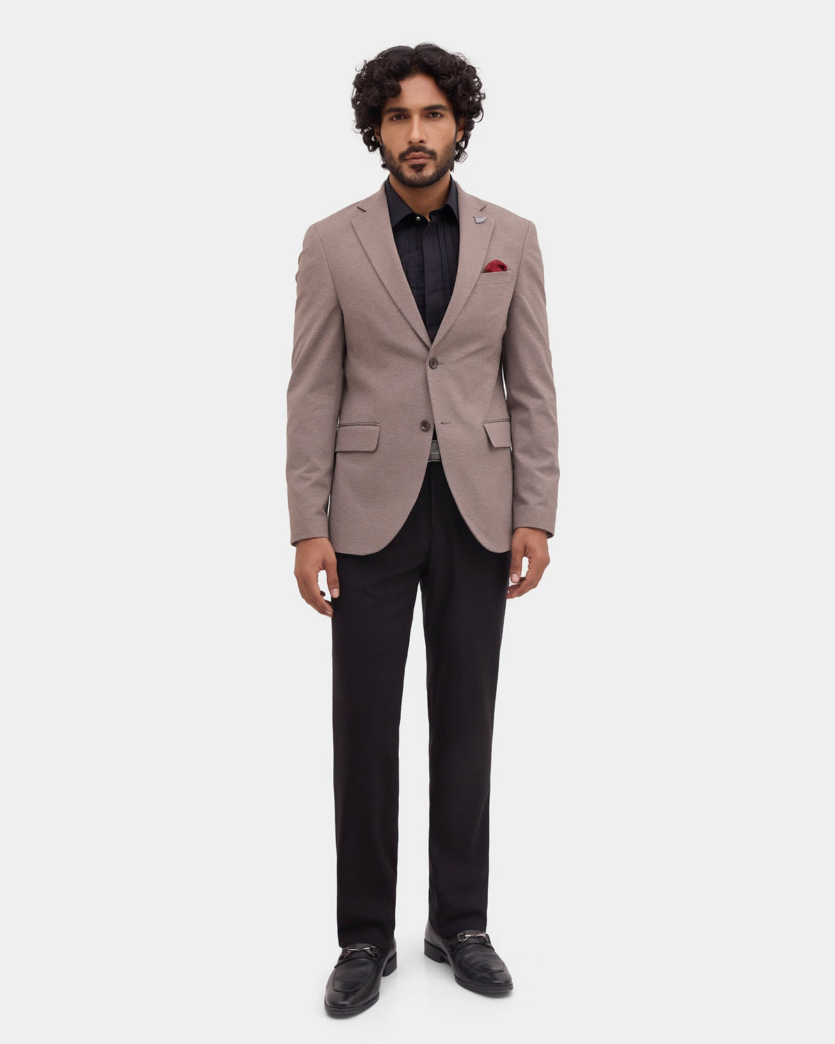 Brown Solid Blazer - Conrado