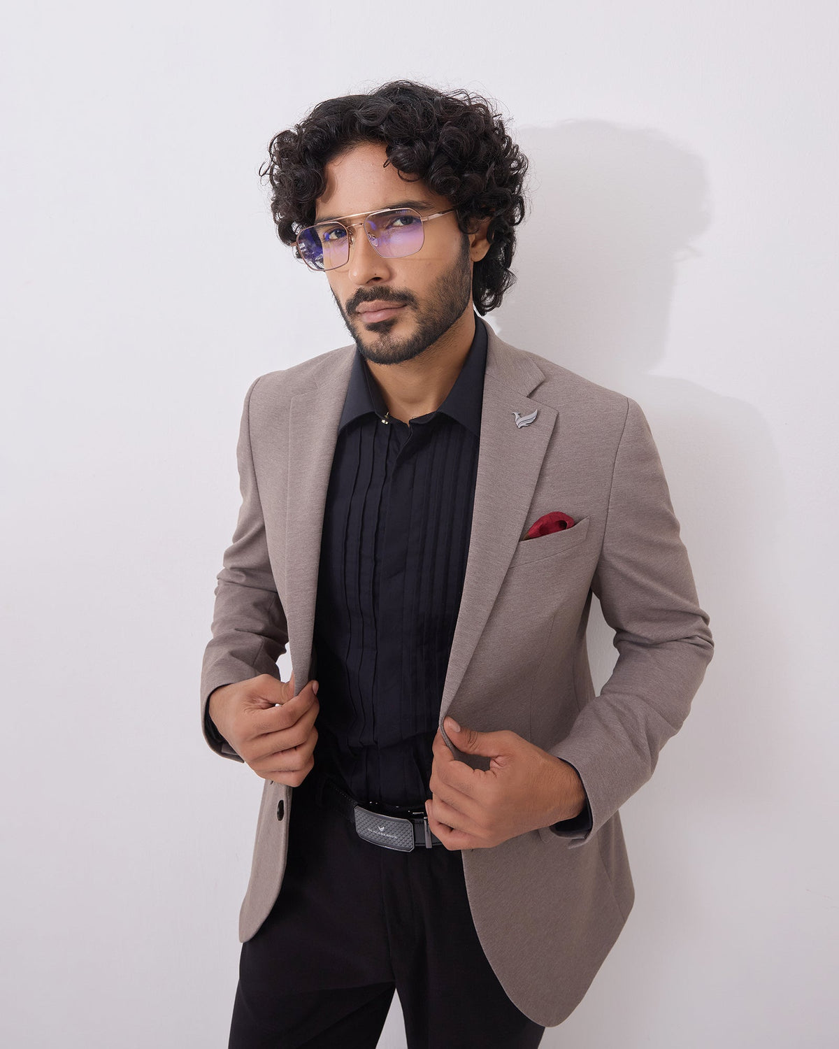 Brown Solid Blazer - Conrado