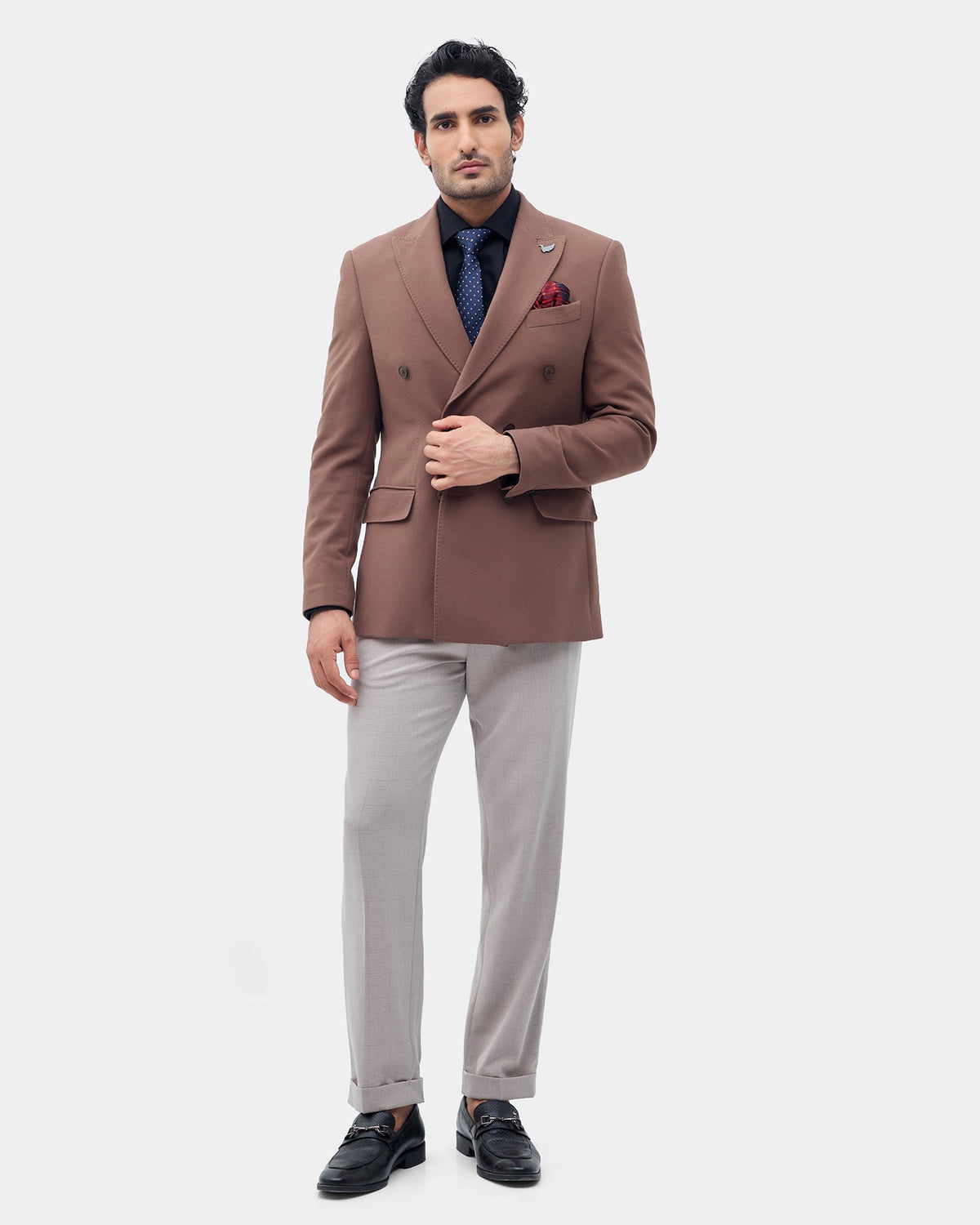Brown Solid Blazer - Zemo