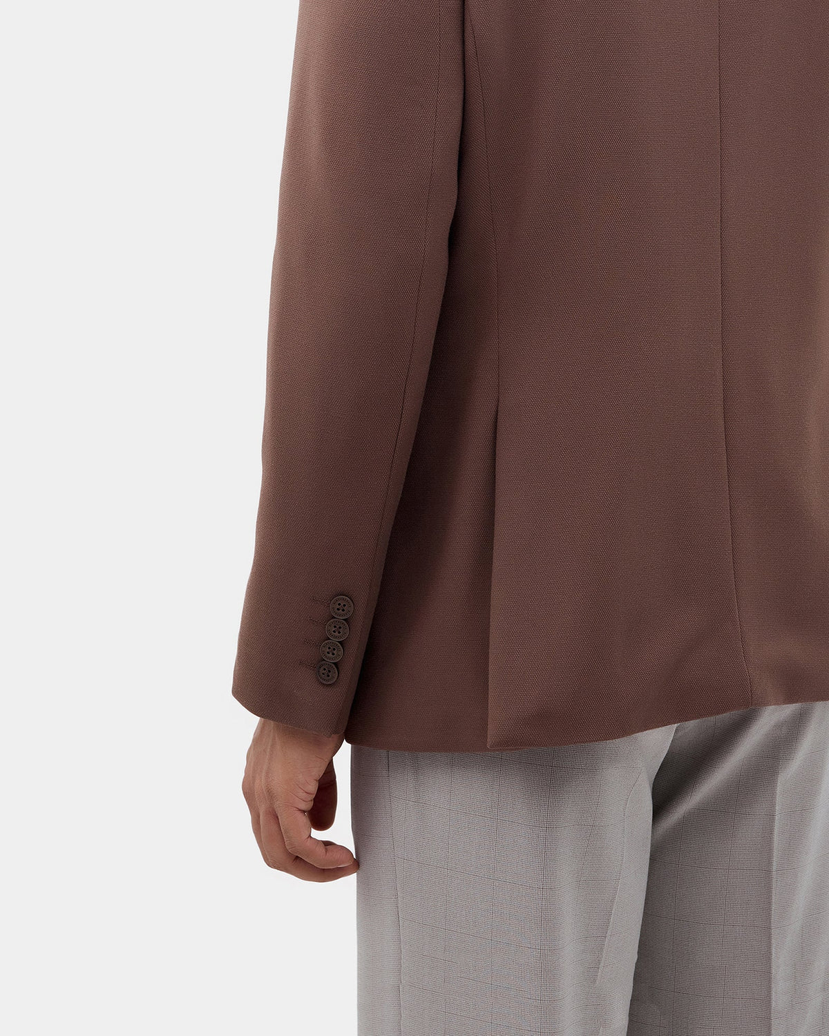 Brown Solid Blazer - Zemo