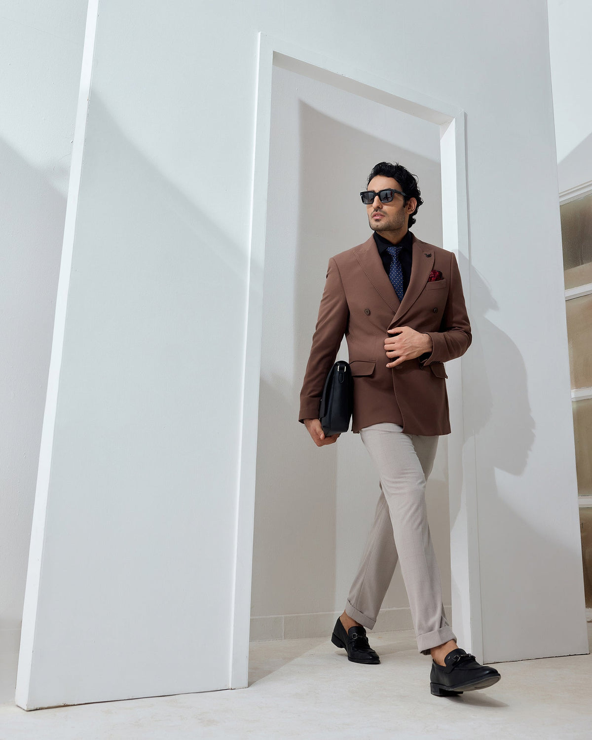 Brown Solid Blazer - Zemo