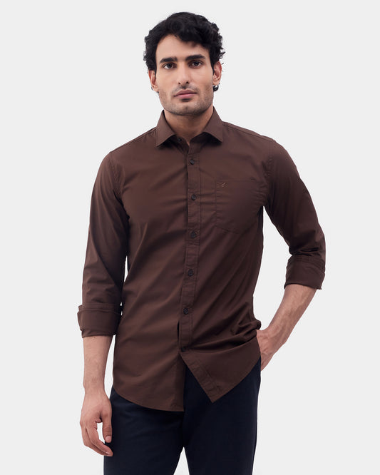 Brown Solid Shirt - Lujo