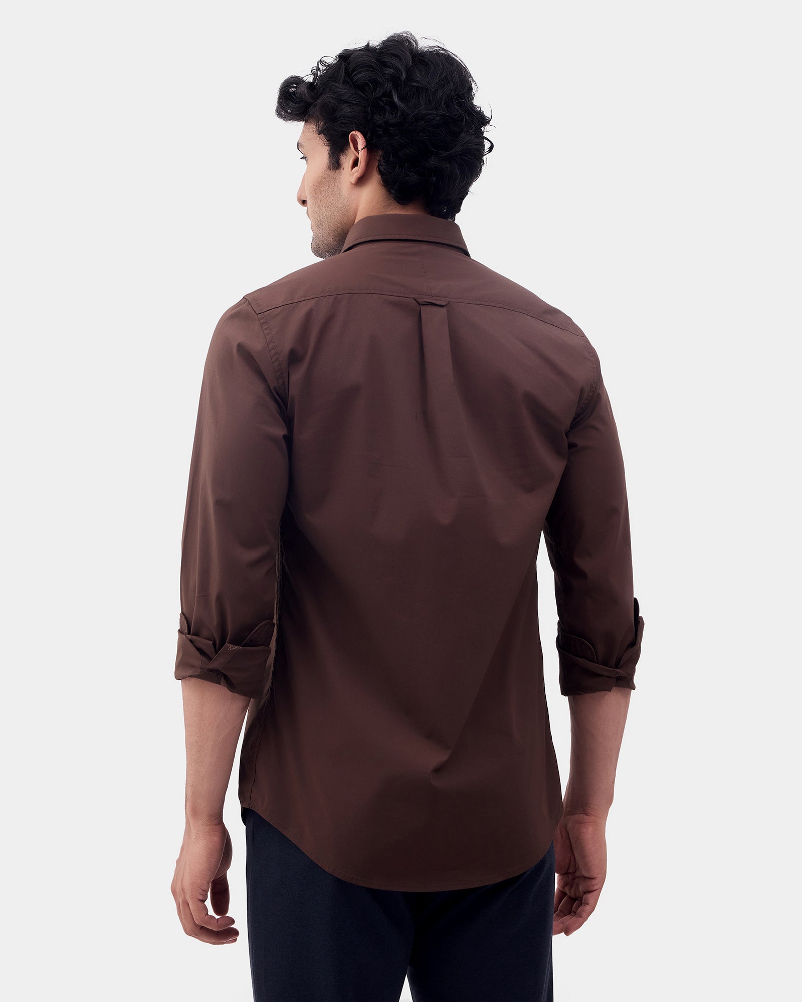 Brown Solid Shirt - Lujo