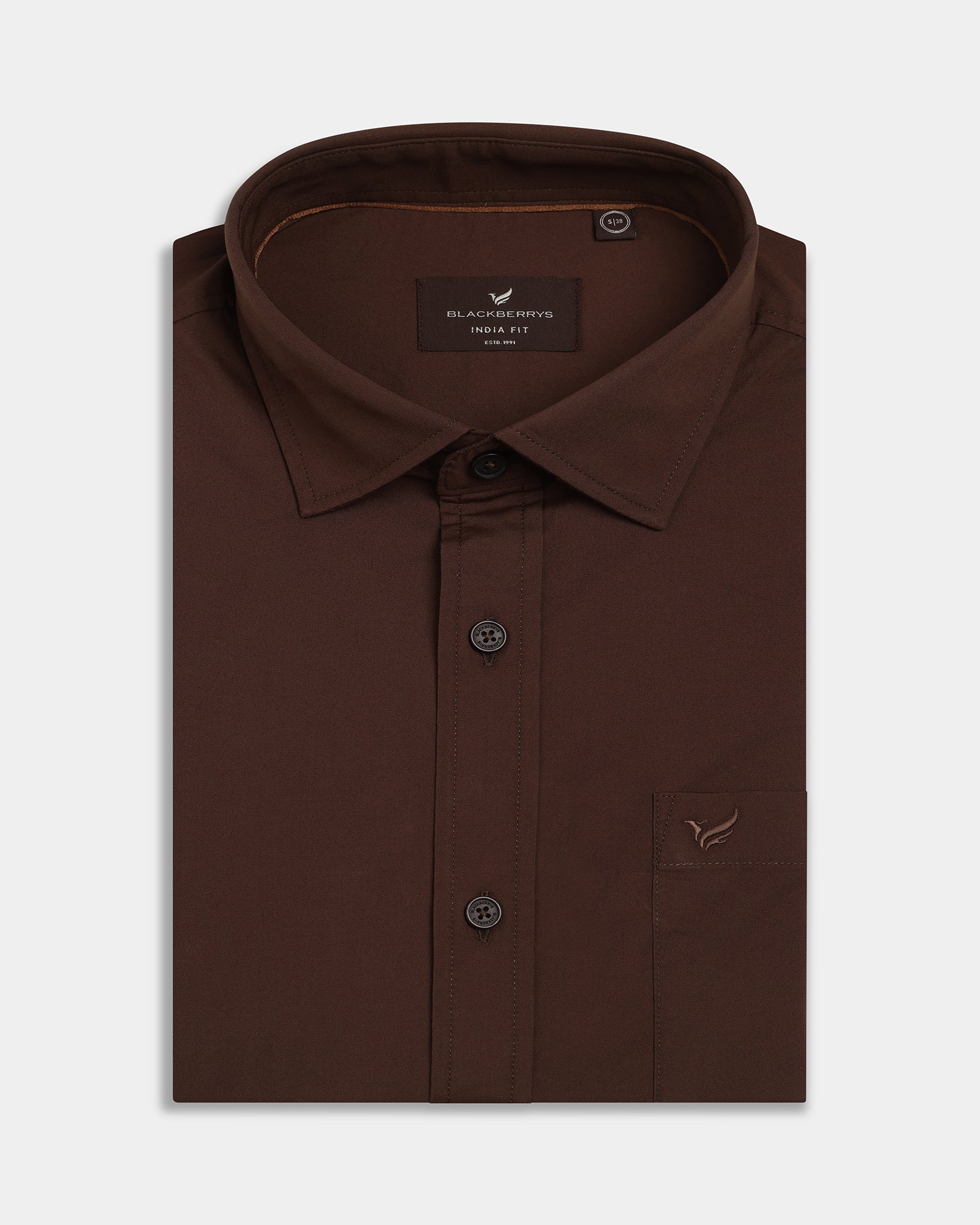 Brown Solid Shirt - Lujo