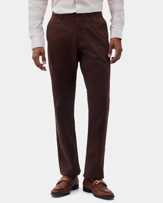 Brown Unwrinkle Solid Khakis - Sinai