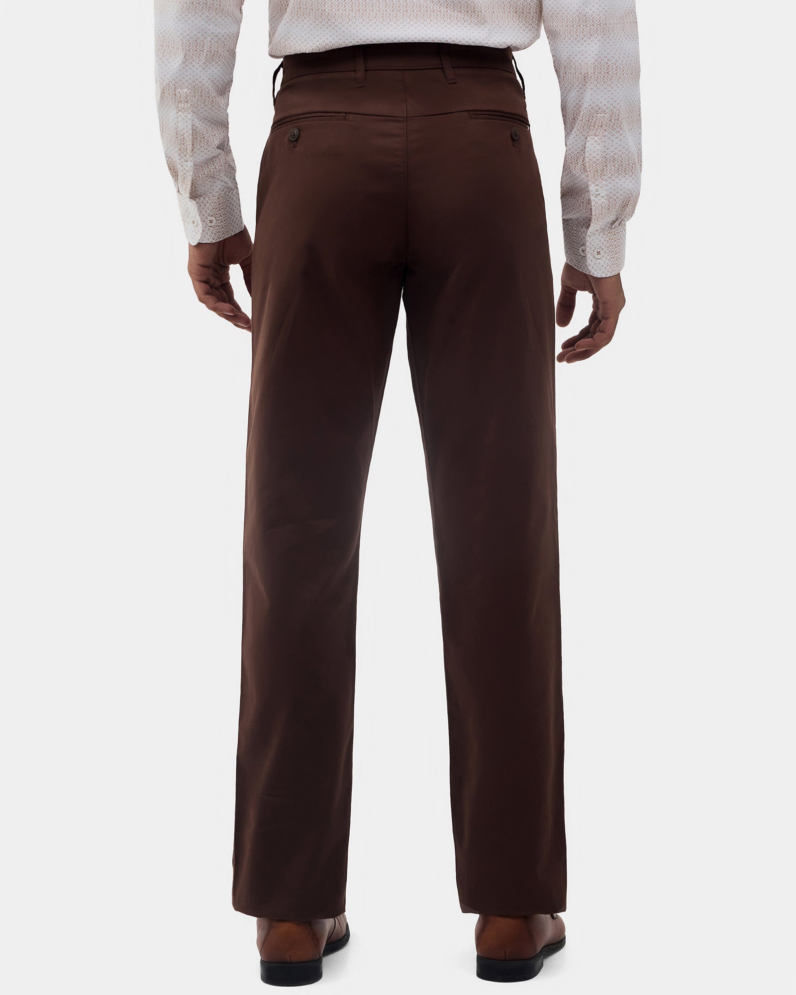 Brown Unwrinkle Solid Khakis - Sinai
