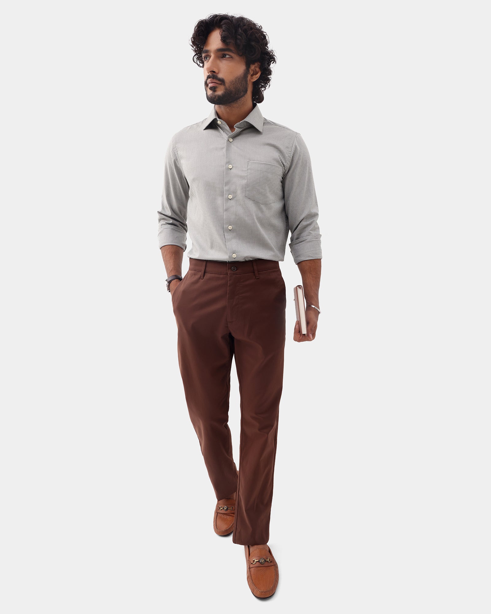 Brown Solid Khakis - Sinai