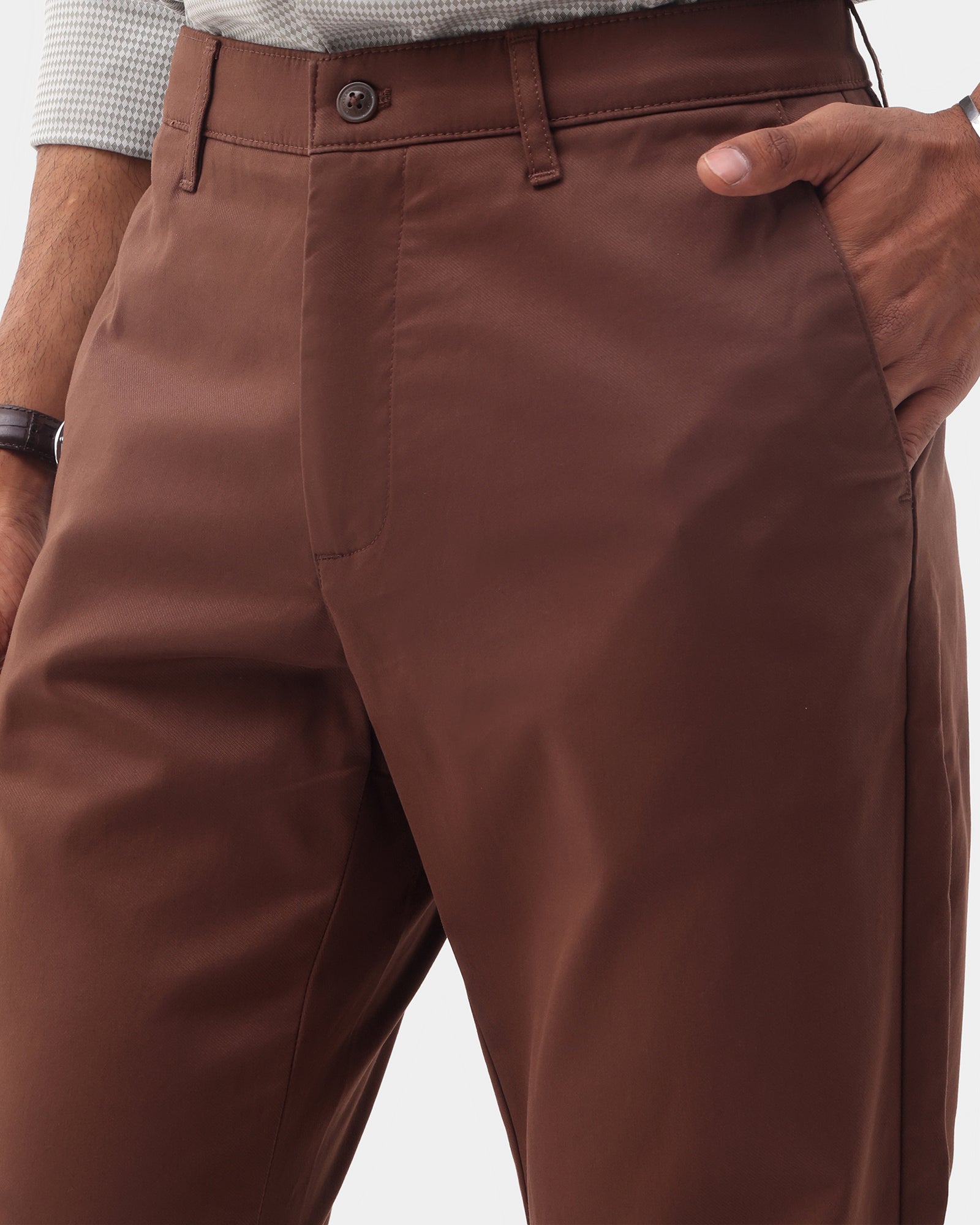 Brown Solid Khakis - Sinai