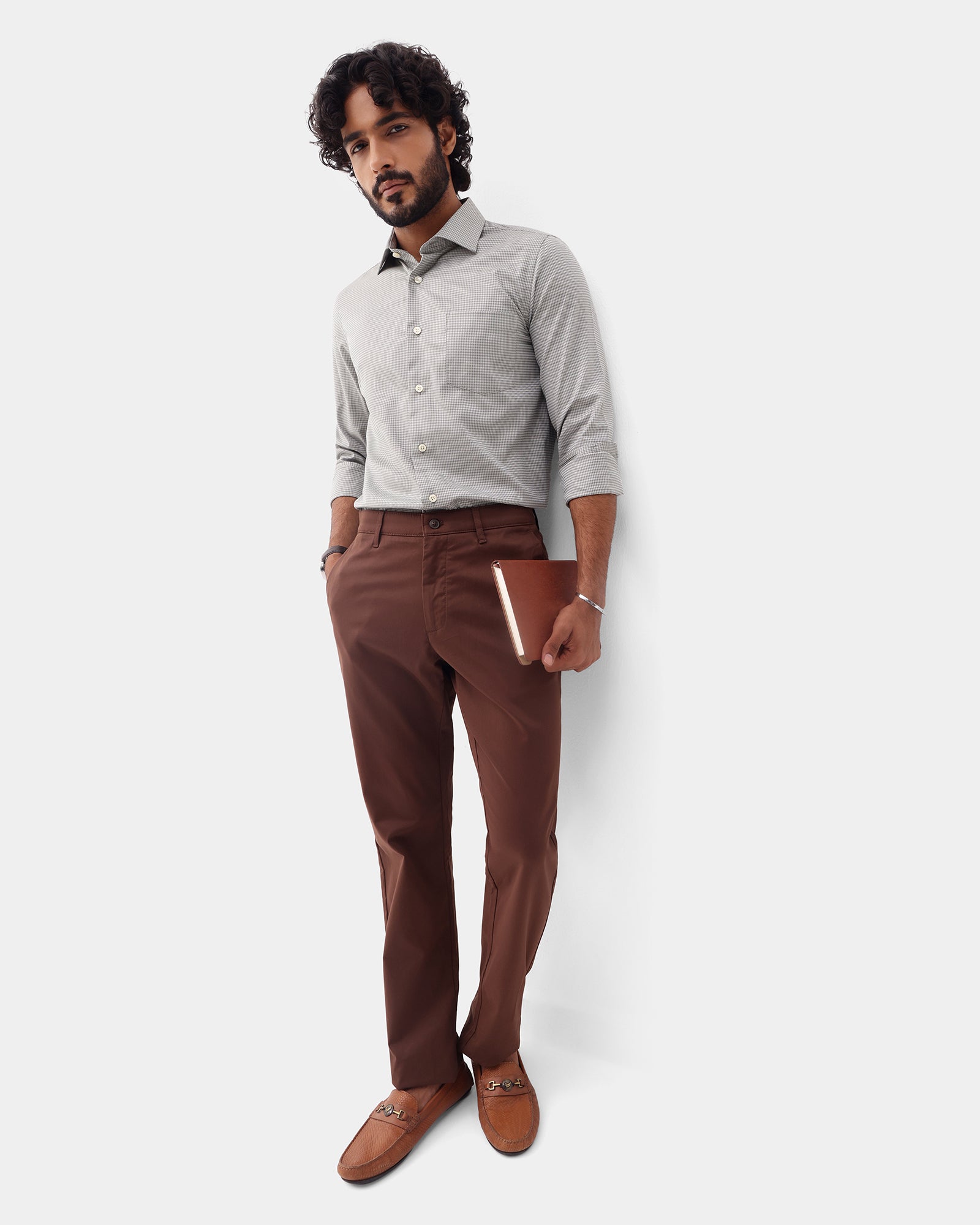 Brown Solid Khakis - Sinai
