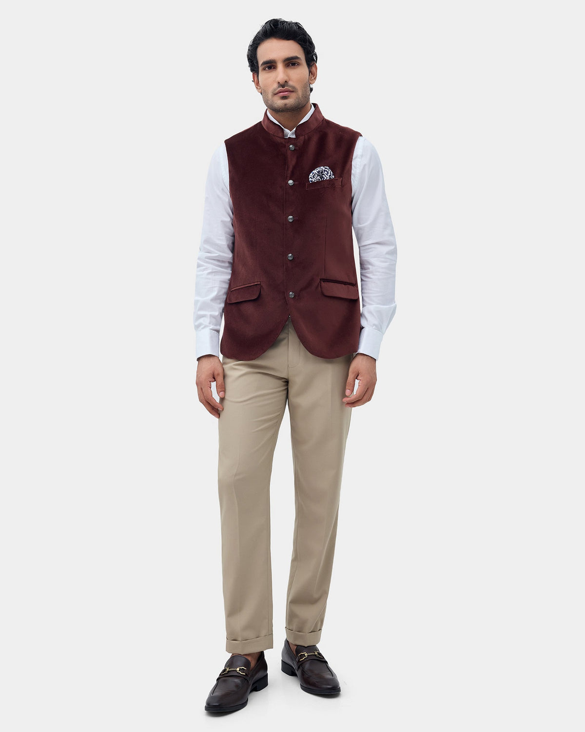 Brown Solid Waistcoat - Neveger
