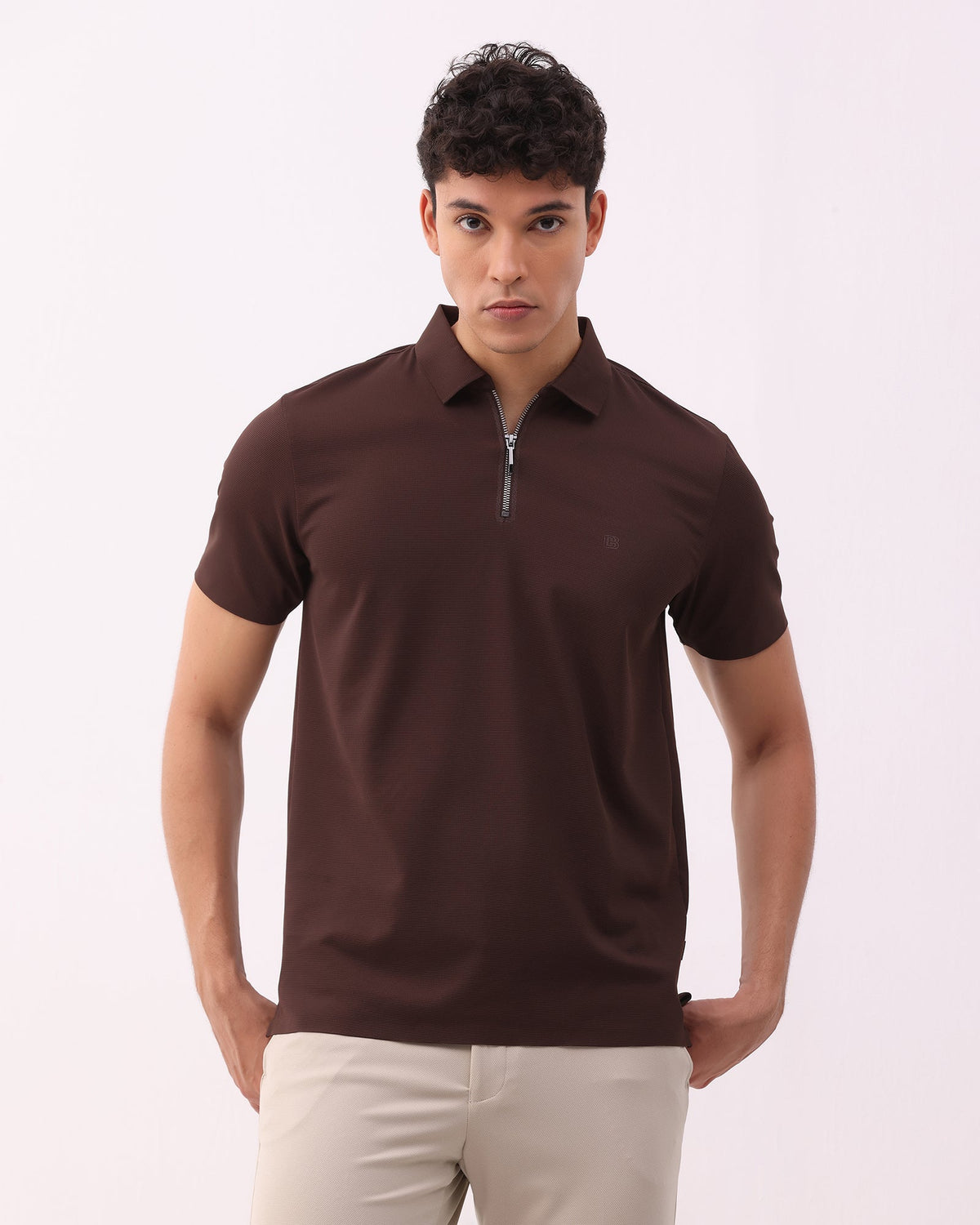 Brown Techpro Textured Polo - Hanu