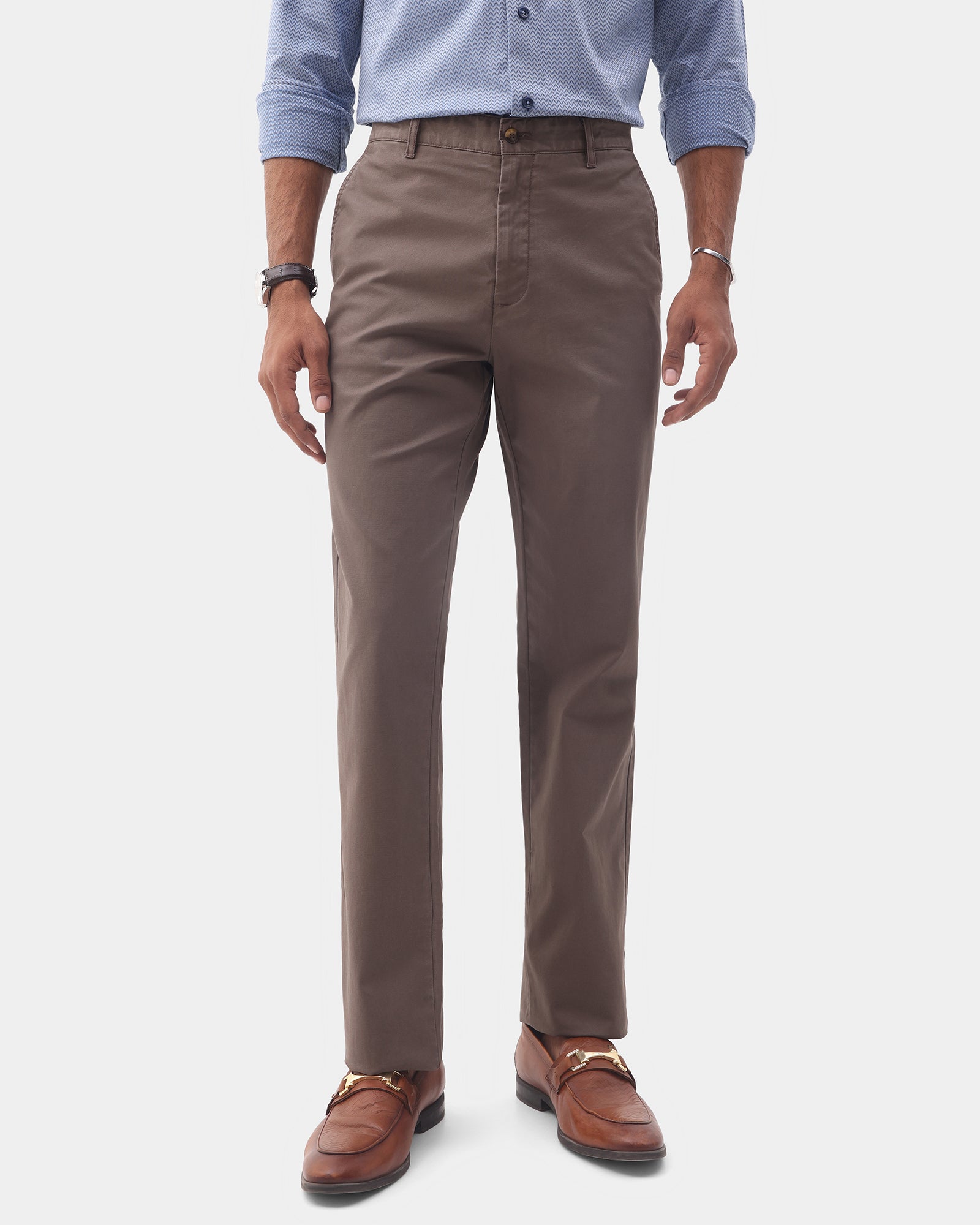 Brown Textured Khakis - Kary