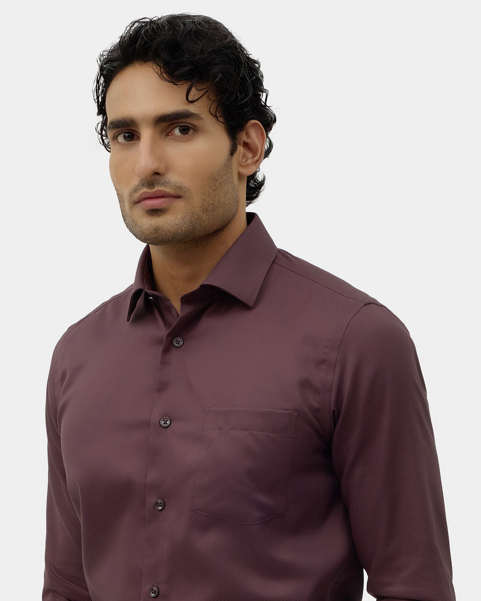 Brown Unwrinkle Textured Shirt - P31