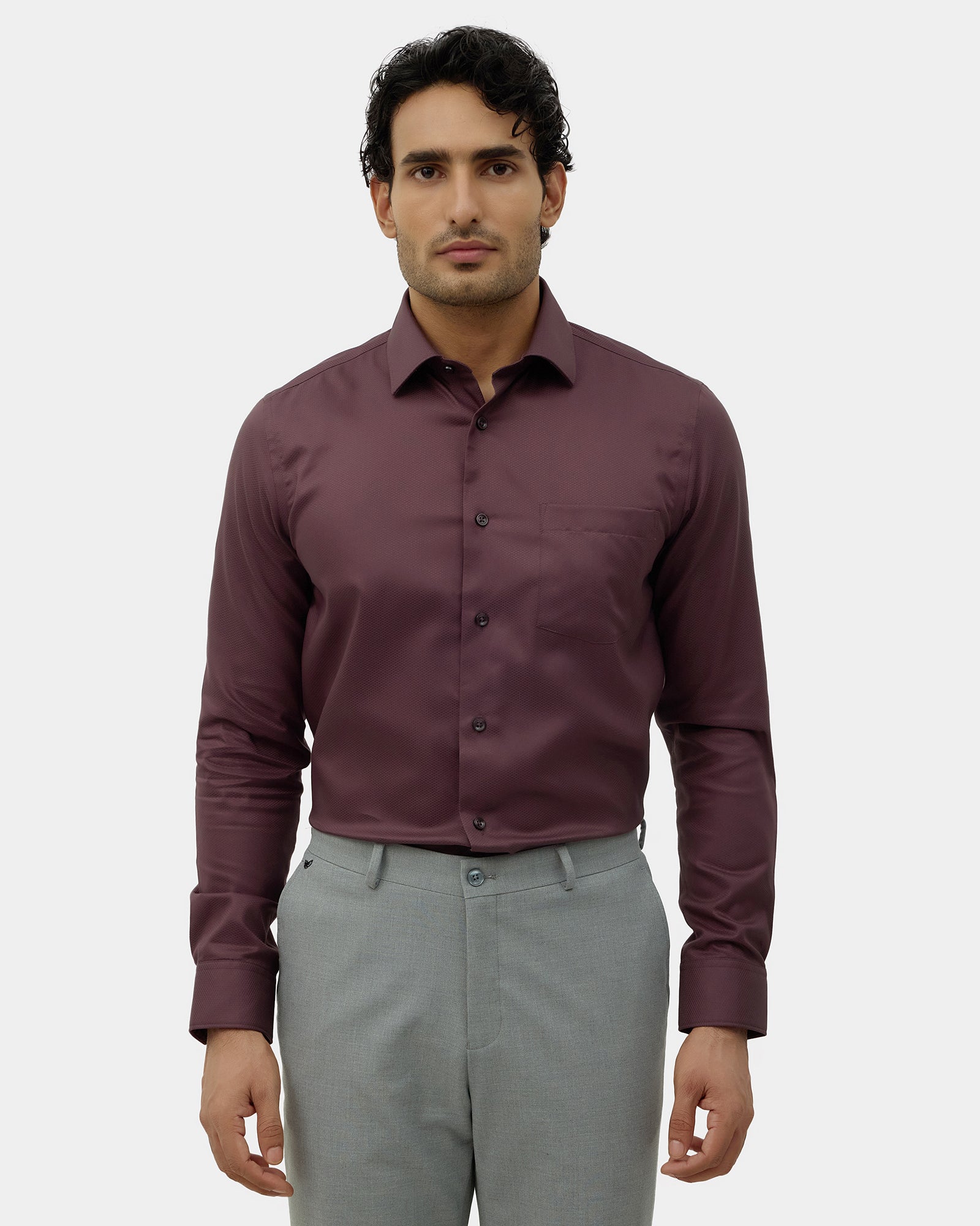Brown Unwrinkle Textured Shirt - P31