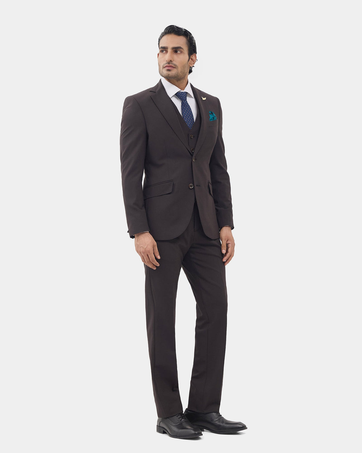 Brown Three Piece Luxe Check Suit - Xenius