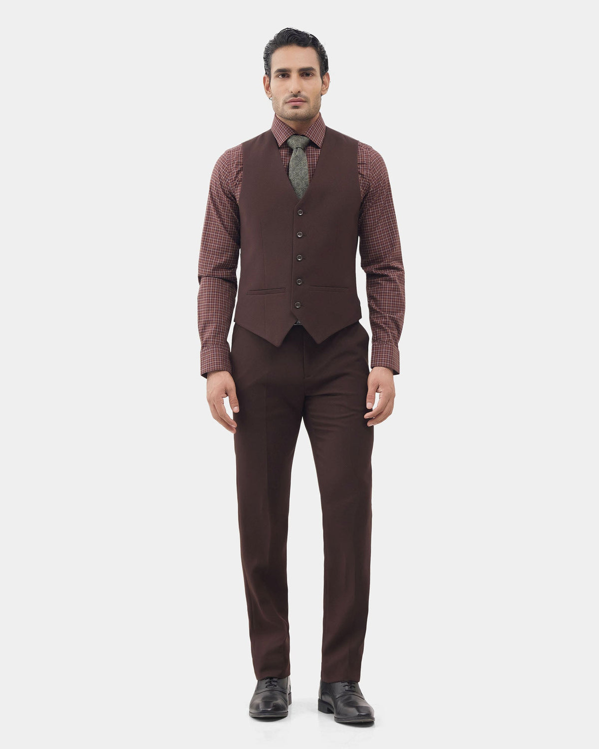 Brown Three Piece Textured Suit - Horace