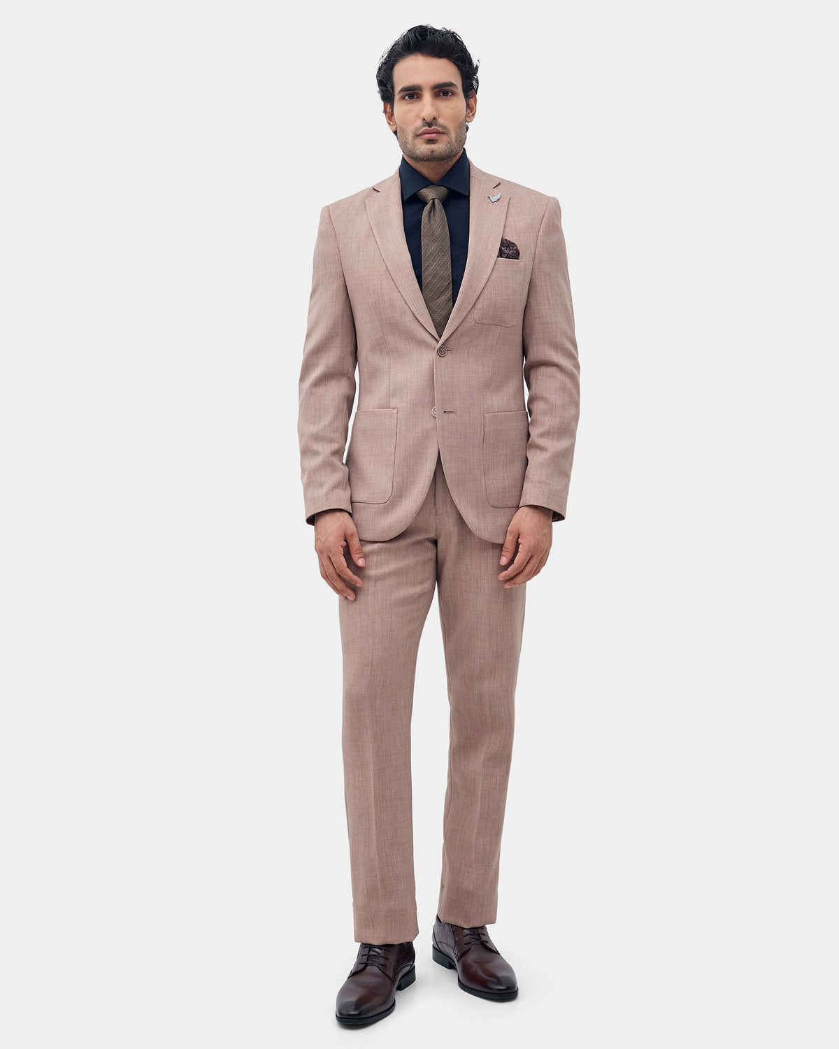 Brown Two Piece Textured Suit - Baxley