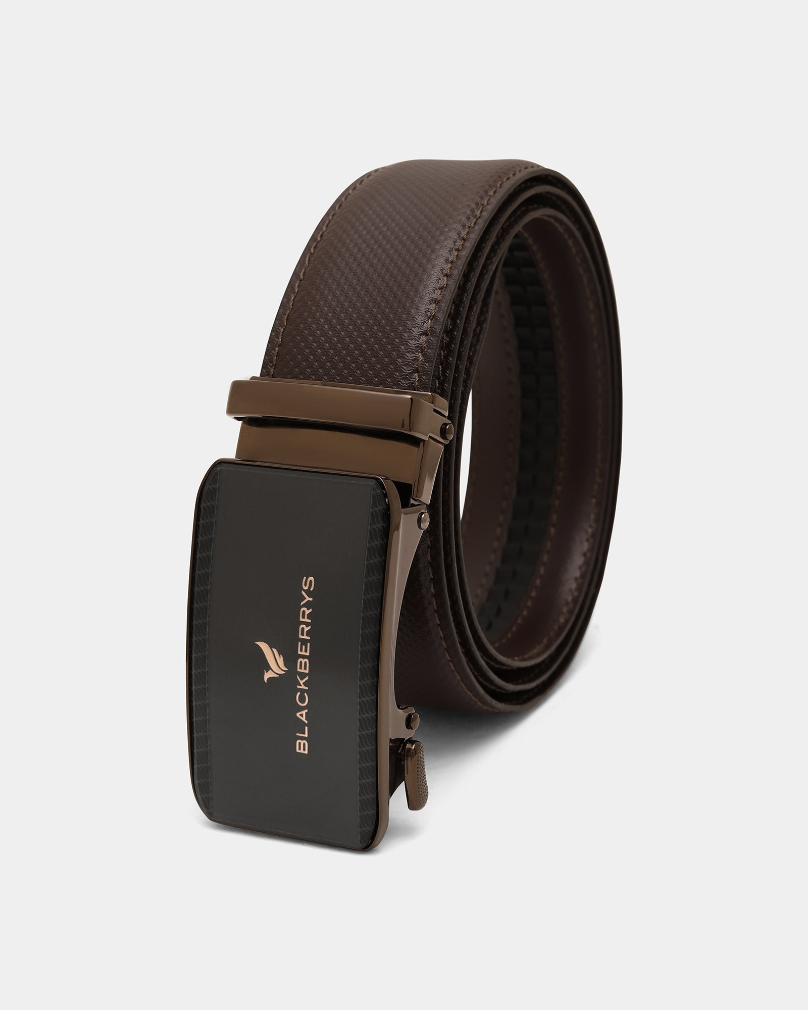 Leather Brown Textured Belt - Barak