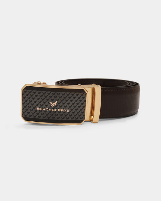 Leather Brown Textured Belt - Weynn